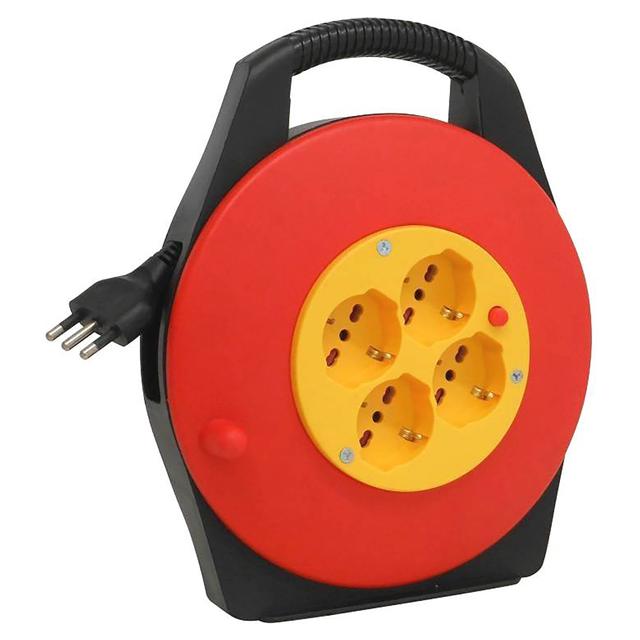 AVVOLGICAVO 4 PRESE SCHUKO UNIVERSALI 10 m 3x1,5 mm SPINA 16A DISGIUNTORE DI PROTEZIONE | Tecnomat AVVOLGICAVO 4 PRESE SCHUKO UNIVERSALI 10 m 3x1,5 mm SPINA 16A DISGIUNTORE DI PROTEZIONE | Tecnomat