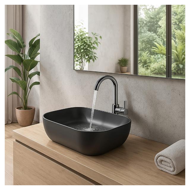 LAVABO D'APPOGGIO LARA IN CERAMICA NERO RETTANGOLARE 46x13,5x32 cm (LxHxP) | Tecnomat LAVABO D'APPOGGIO LARA IN CERAMICA NERO RETTANGOLARE 46x13,5x32 cm (LxHxP) | Tecnomat