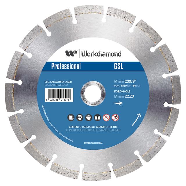 DISCO DIAMANTATO WORKDIAMOND GSL Ø230 mm CORONA SETTORI LATERIZZI CEMENTO ARMATO GRANITO | Tecnomat DISCO DIAMANTATO WORKDIAMOND GSL Ø230 mm CORONA SETTORI LATERIZZI CEMENTO ARMATO GRANITO - 2 | Tecnomat
