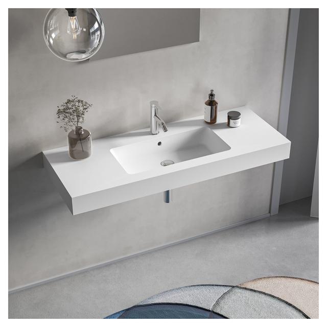 LAVABO MONOBLOCCO 1 VASCA 120x12x46 cm (LxHxP) IN MARMORESINA BIANCO OPACO AUTOPORTANTE | Tecnomat LAVABO MONOBLOCCO 1 VASCA 120x12x46 cm (LxHxP) IN MARMORESINA BIANCO OPACO AUTOPORTANTE - 2 | Tecnomat