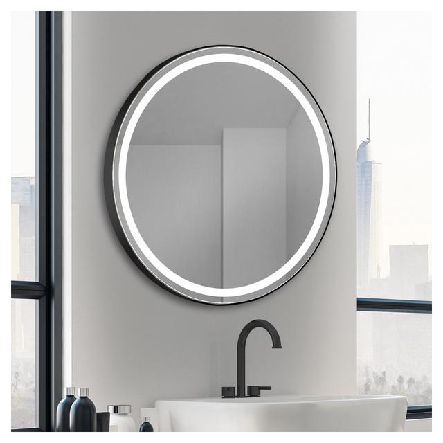 SPECCHIO OLEK Ø80 cm CON CORNICE NERA RETROILLUMINATO REVERSIBILE STRIP LED 24 W LUCE FREDDA | Tecnomat SPECCHIO OLEK Ø80 cm CON CORNICE NERA RETROILLUMINATO REVERSIBILE STRIP LED 24 W LUCE FREDDA | Tecnomat