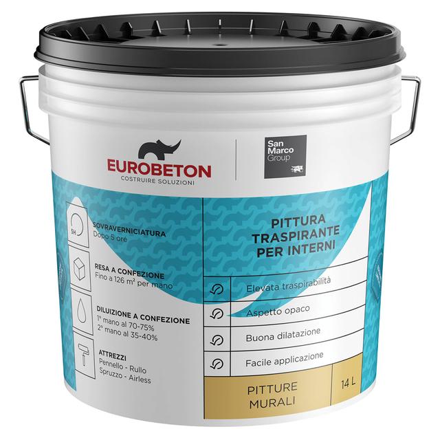 IDROPITTURA TRASPIRANTE EUROBETON SMG 14 l BIANCO OPACO 4-4,5 m² CON 1 l A 2 MANI | Tecnomat IDROPITTURA TRASPIRANTE EUROBETON SMG 14 l BIANCO OPACO 4-4,5 m² CON 1 l A 2 MANI | Tecnomat