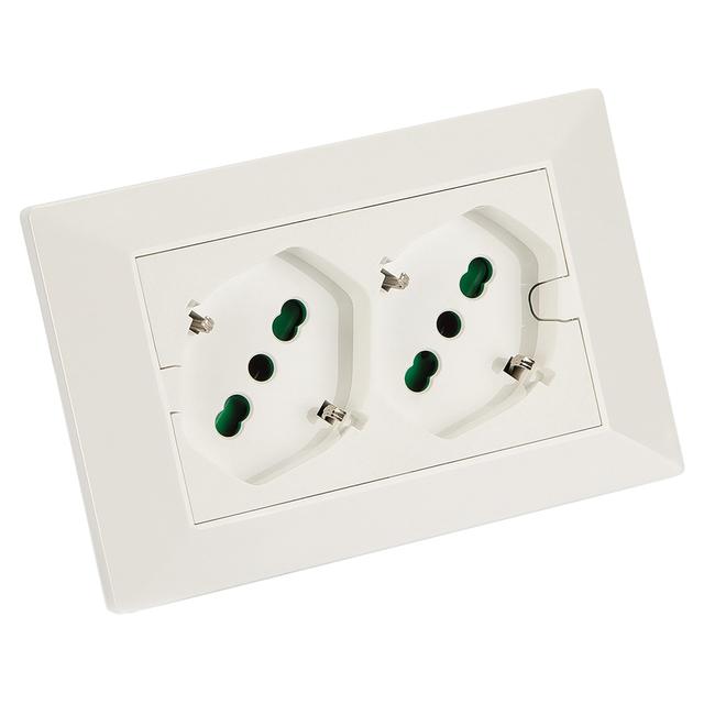 MULTIPRESA DA INCASSO FANTON 2 SCHUKO 2P+T 16A PRECABLATA BIANCA MONTAGGIO SU SCATOLA 503 | Tecnomat MULTIPRESA DA INCASSO FANTON 2 SCHUKO 2P+T 16A PRECABLATA BIANCA MONTAGGIO SU SCATOLA 503 | Tecnomat