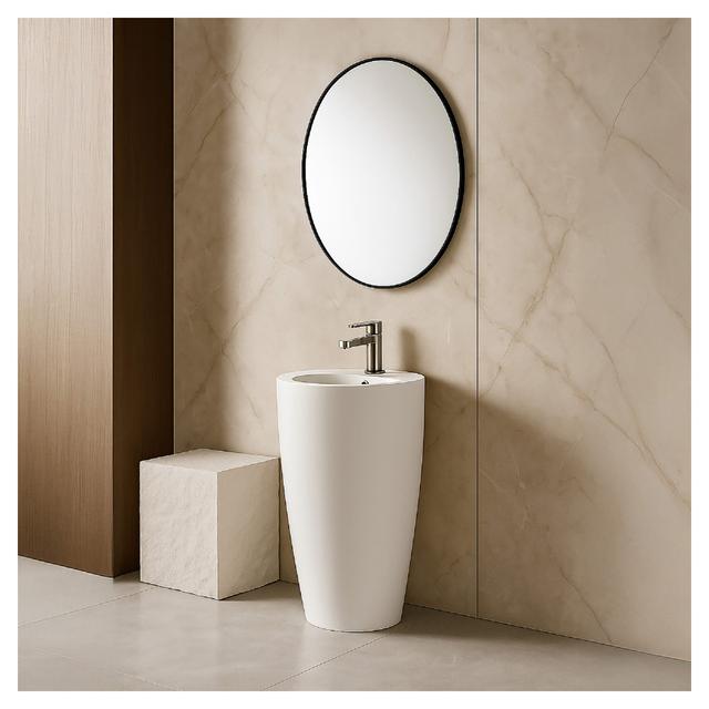 LAVABO FREESTANDING JARA CERAMICA BIANCO TONDO 52x86x55 cm (LxHxP) | Tecnomat LAVABO FREESTANDING JARA CERAMICA BIANCO TONDO 52x86x55 cm (LxHxP) - 2 | Tecnomat