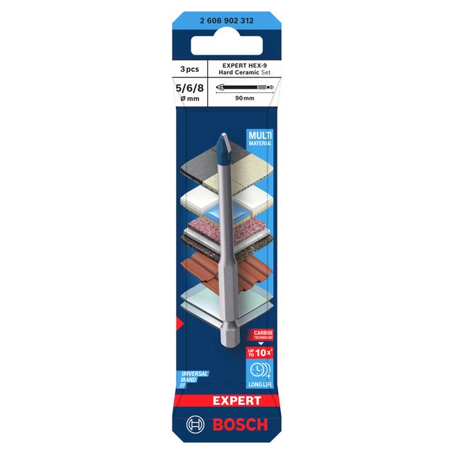 3 PUNTE BOSCH Ø5-6-8mm HAR CERAMIC EXPER HEX-9 PER GRES PORCELLANATO E MATERIALI EDILI DURISSIMI | Tecnomat 3 PUNTE BOSCH Ø5-6-8mm HAR CERAMIC EXPER HEX-9 PER GRES PORCELLANATO E MATERIALI EDILI DURISSIMI - 2 | Tecnomat