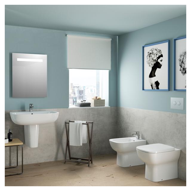 VASO CON SEDILE IDEAL STANDARD SERIE ENTELLA FILO MURO SCARICO TRASLATO IN CERAMICA BIANCA | Tecnomat VASO CON SEDILE IDEAL STANDARD SERIE ENTELLA FILO MURO SCARICO TRASLATO IN CERAMICA BIANCA | Tecnomat