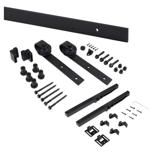 SISTEMA PER PORTE SCORREVOLI SOSPESE BINARIO 2 m 2 CARRELLI ACCIAIO NERO PORTATA 60 kg | Tecnomat SISTEMA PER PORTE SCORREVOLI SOSPESE BINARIO 2 m 2 CARRELLI ACCIAIO NERO PORTATA 60 kg | Tecnomat