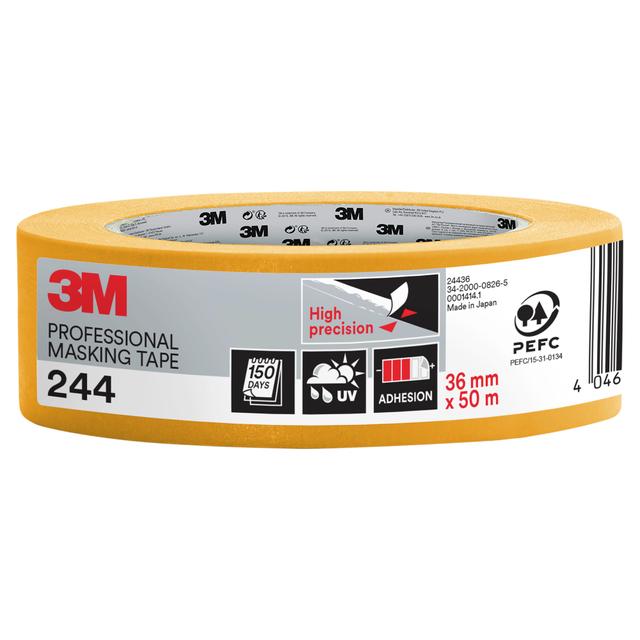 NASTRO MASCHERATURA 3M 244 36mm x 50m GIALLO ANTIGOCCIA RESISTE FINO 150 GIORNI | Tecnomat NASTRO MASCHERATURA 3M 244 36mm x 50m GIALLO ANTIGOCCIA RESISTE FINO 150 GIORNI - 2 | Tecnomat