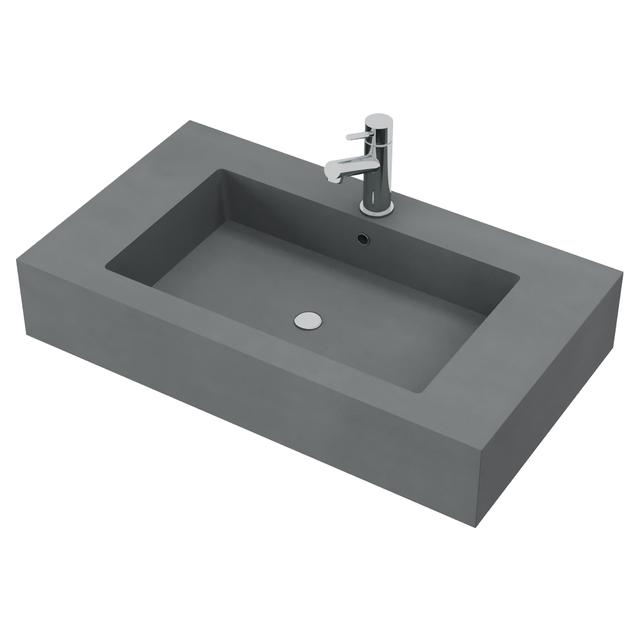 LAVABO MONOBLOCCO 1 VASCA 80x15x46 cm (LxHxP) IN RESINA ANTRACITE | Tecnomat LAVABO MONOBLOCCO 1 VASCA 80x15x46 cm (LxHxP) IN RESINA ANTRACITE - 2 | Tecnomat
