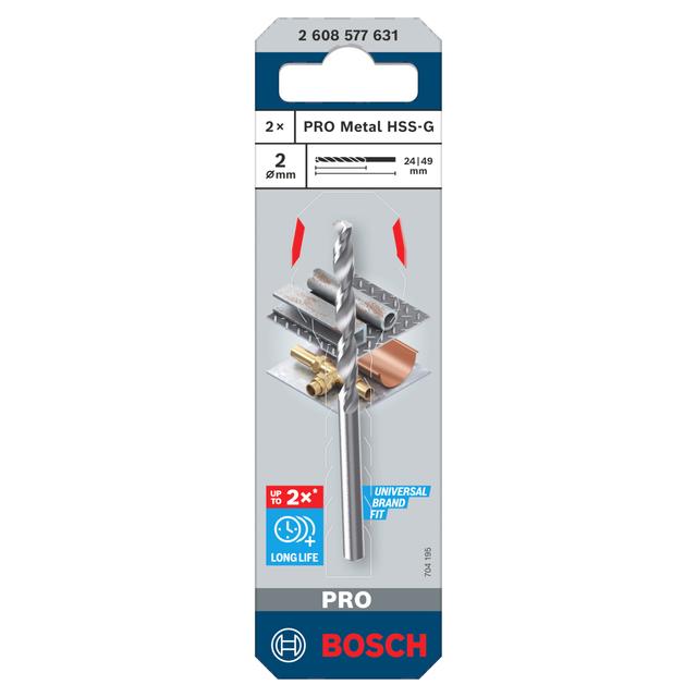 2 PUNTE BOSCH HSS RETTIFICATE Ø 2 mm PER METALLO PRO METAL HSS-G | Tecnomat 2 PUNTE BOSCH HSS RETTIFICATE Ø 2 mm PER METALLO PRO METAL HSS-G - 2 | Tecnomat