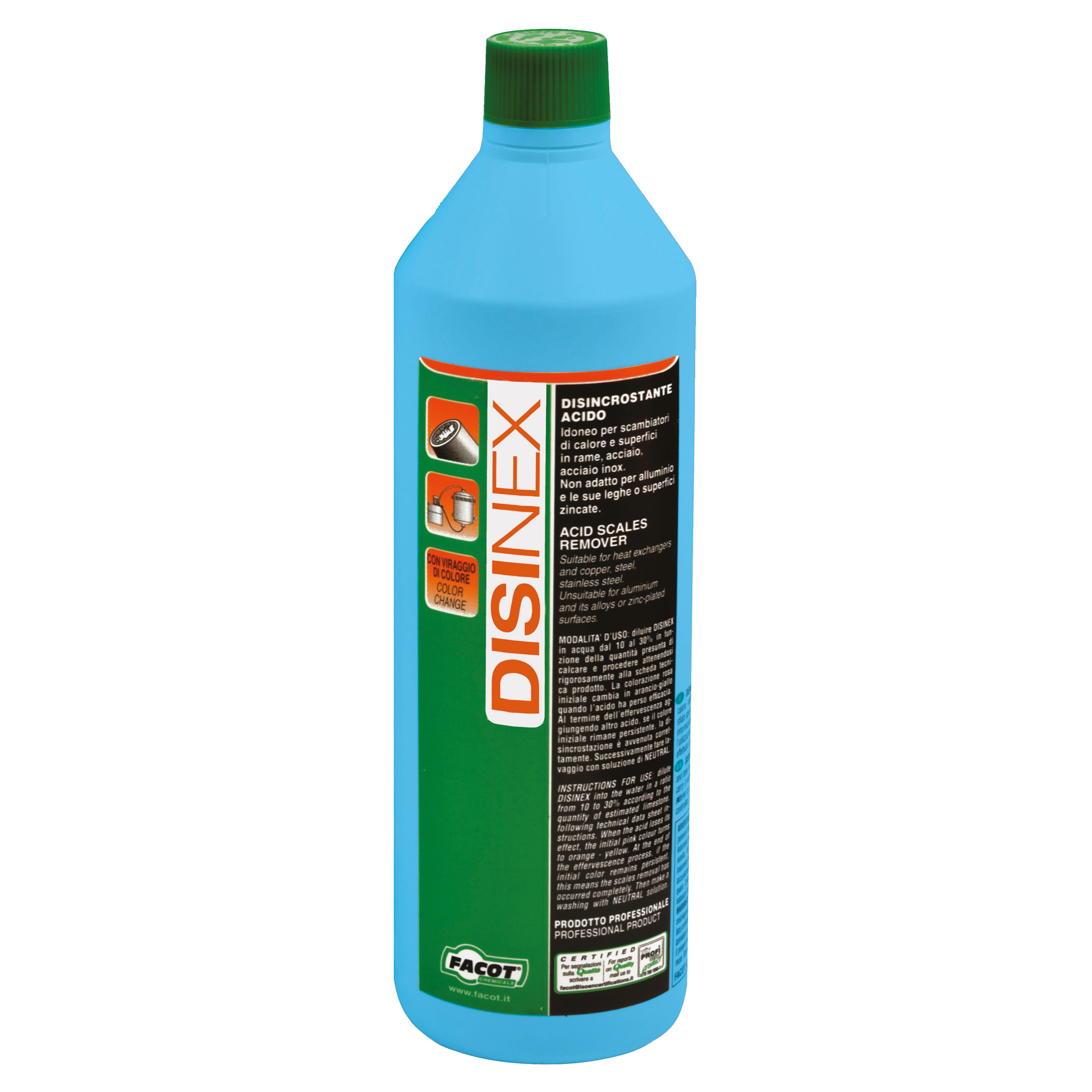 DISINCROSTANTE FACOT DISINEX PER CALDAIE SCAMBIATORI DI CALORE IN ACCIAIO  RAME GHISA 1 l