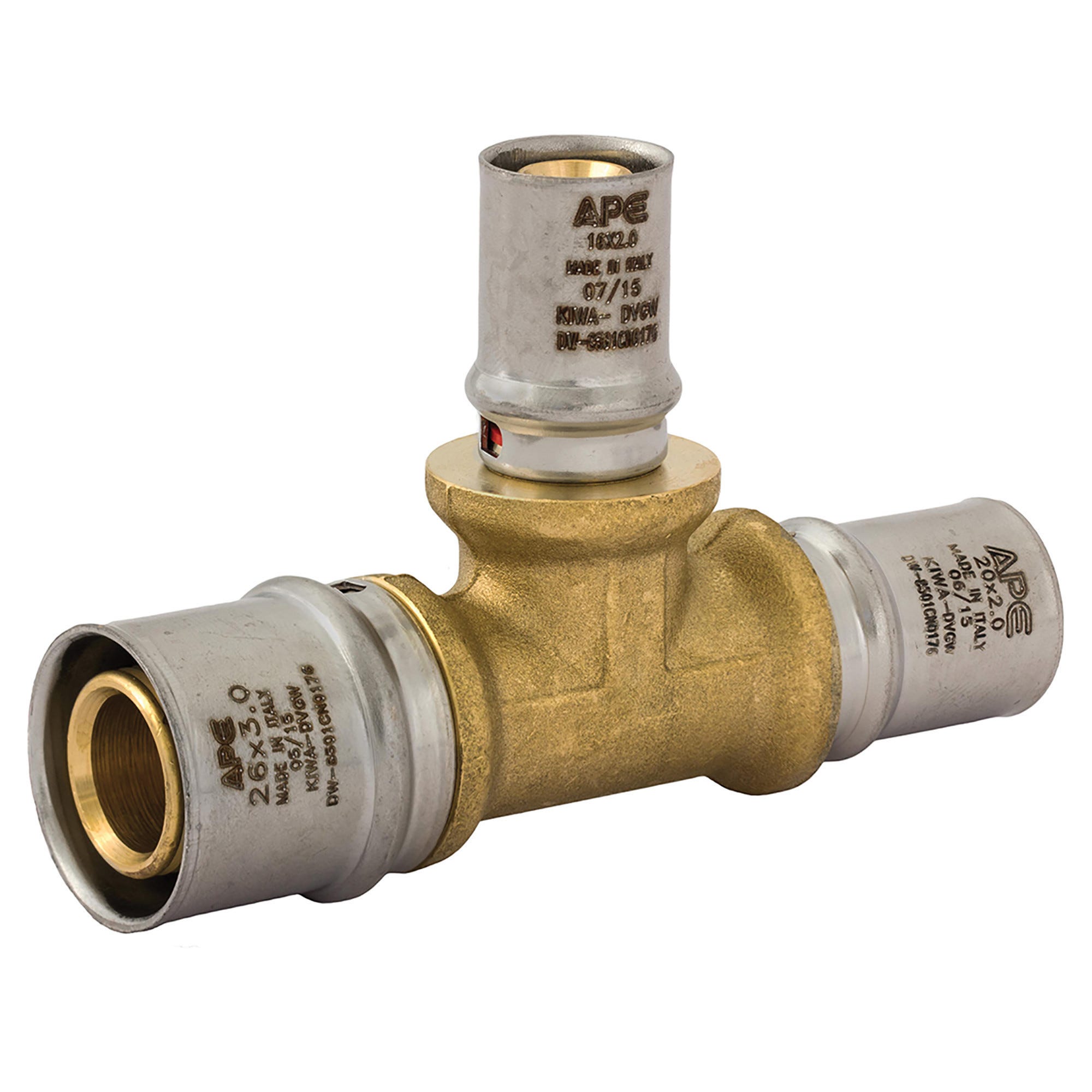 TEE RIDOTTO PRESSFIT APE Ø 32x26x32 mm PROFILO PRESSATURA TH-H PER TUBO ...