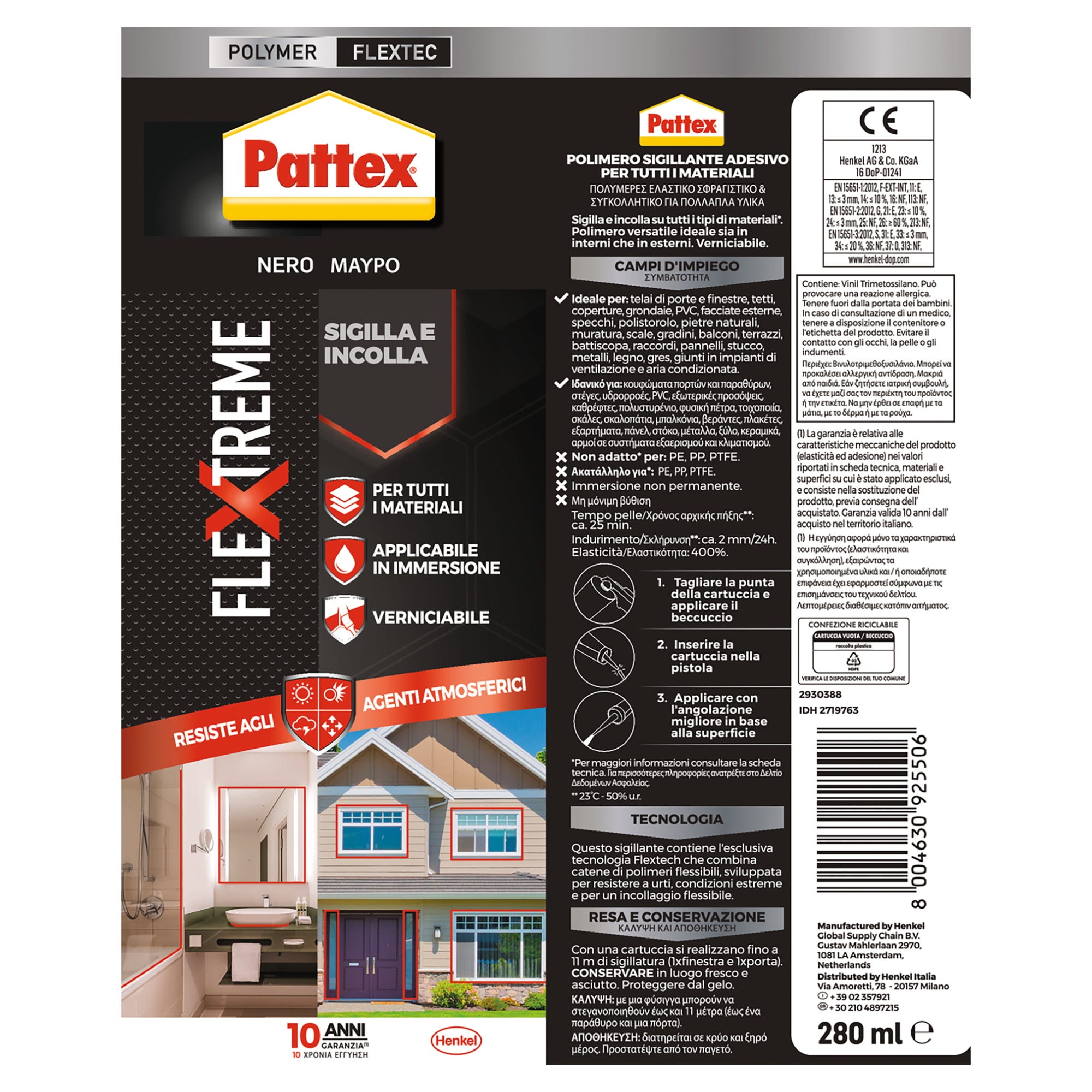 TECPO Colla E Sigillante, 3 X 370 G, Colore Nero, Con Pressa Per - Foto 5