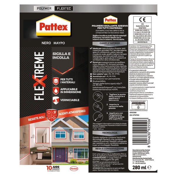 TECPO Colla E Sigillante, 3 X 370 G, Colore Nero, Con Pressa Per - Foto 5