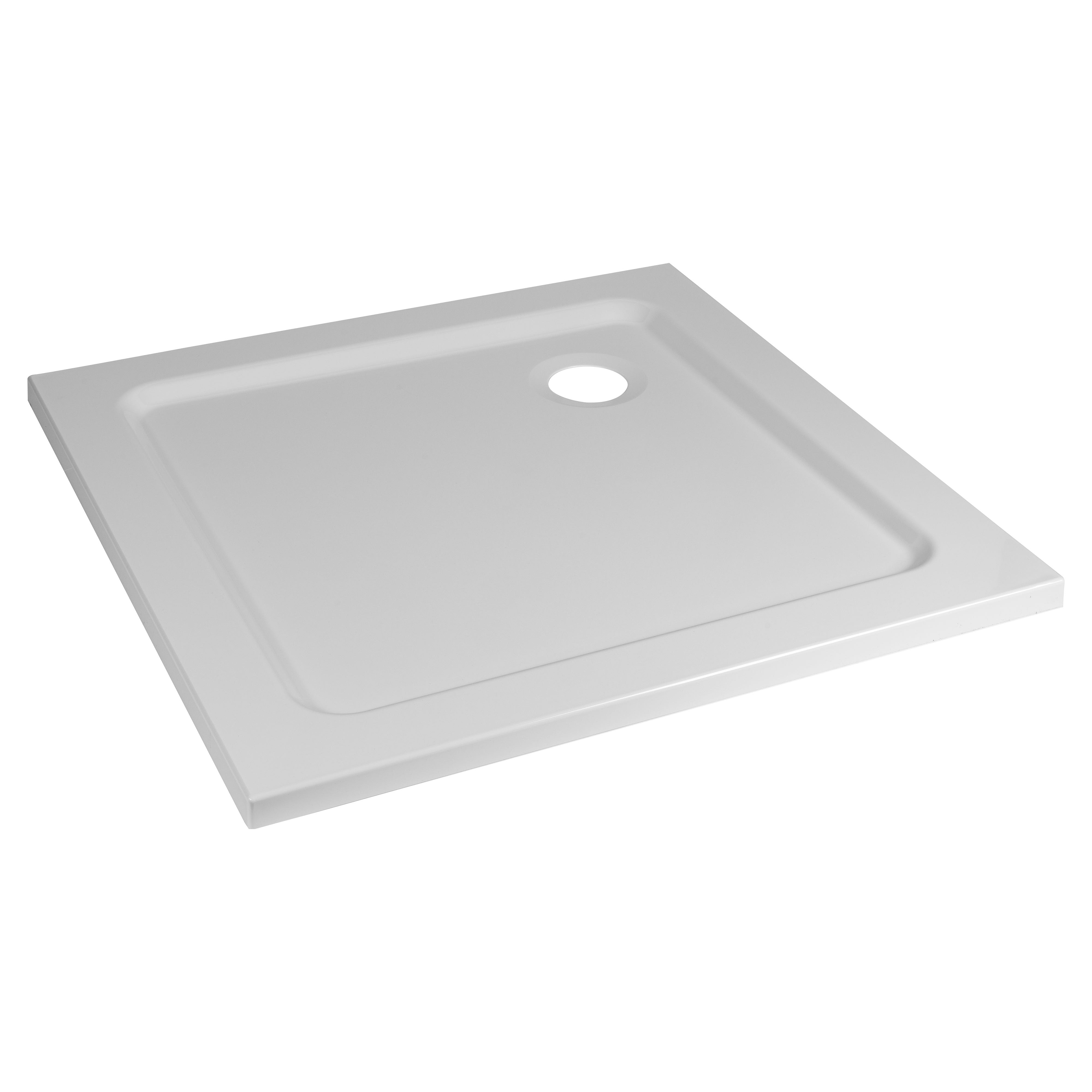 PIATTO DOCCIA SERIE FLAT IN RESTYLON BIANCO 80x80 cm H 3 cm PILETTA Ø 90 mm