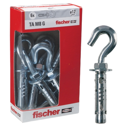 TASSELLI ACCIAIO FISCHER TAM 8 O 12x56 Mm 6 PEZZI CON OCCHIOLO Tecnomat tasselli-acciaio-fischer-tam-8-o-12x56-mm-6-pezzi-con-occhiolo-tecnomat
