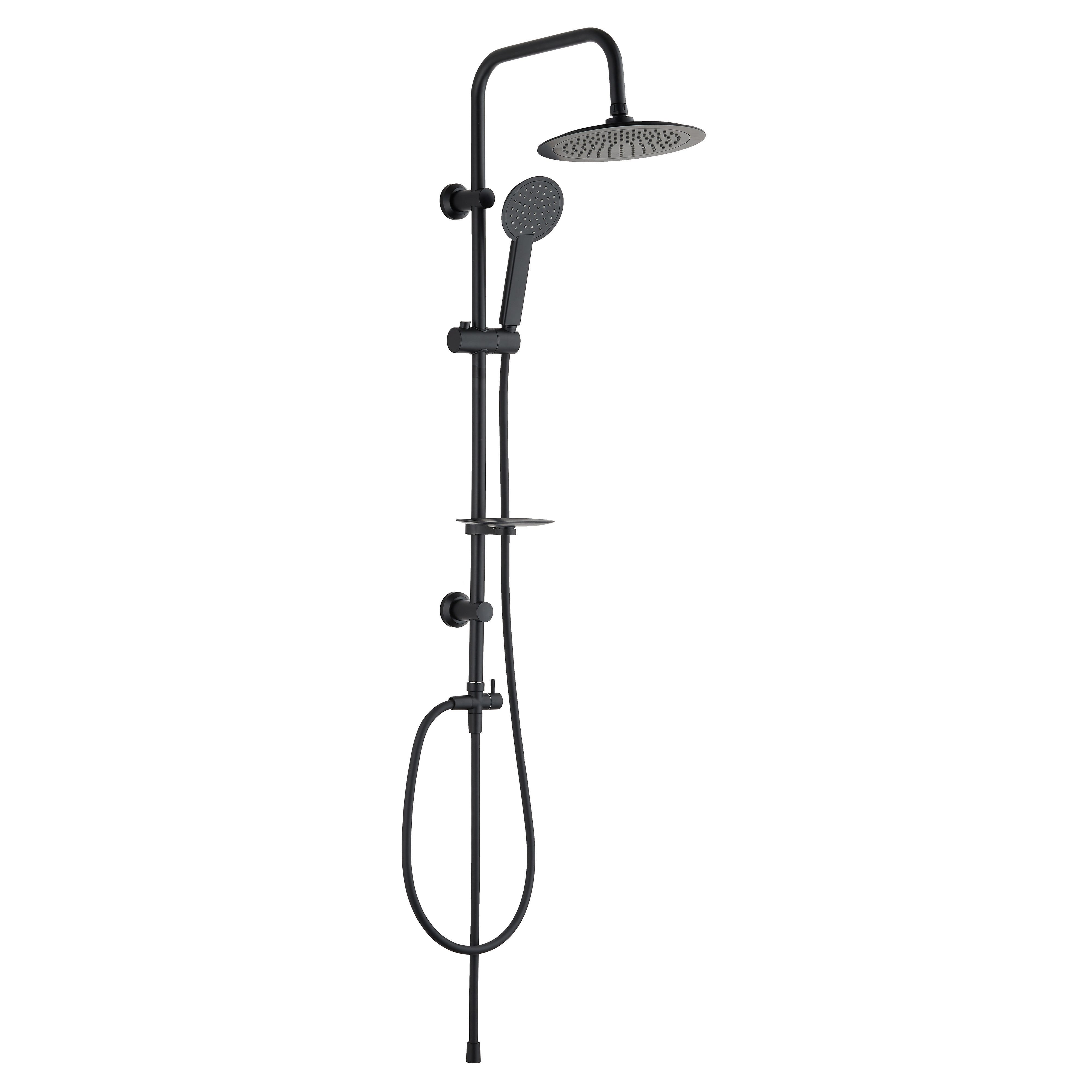 Colonna Doccia York-1 Nero Satinato 4 Funzioni Con Display Temperatura, Soffione A Cascata, Getto Lombare E Doccetta