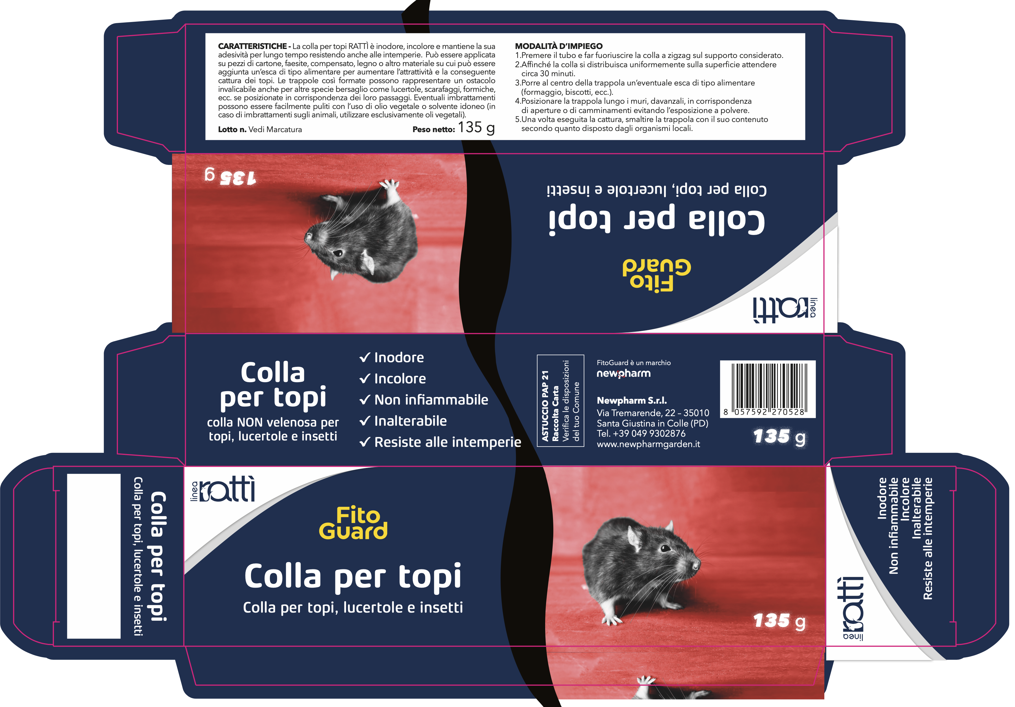 Trappola Colla Topi E Scarafaggi Sandokan - 3 Pezzi Non Tossica Per Casa
