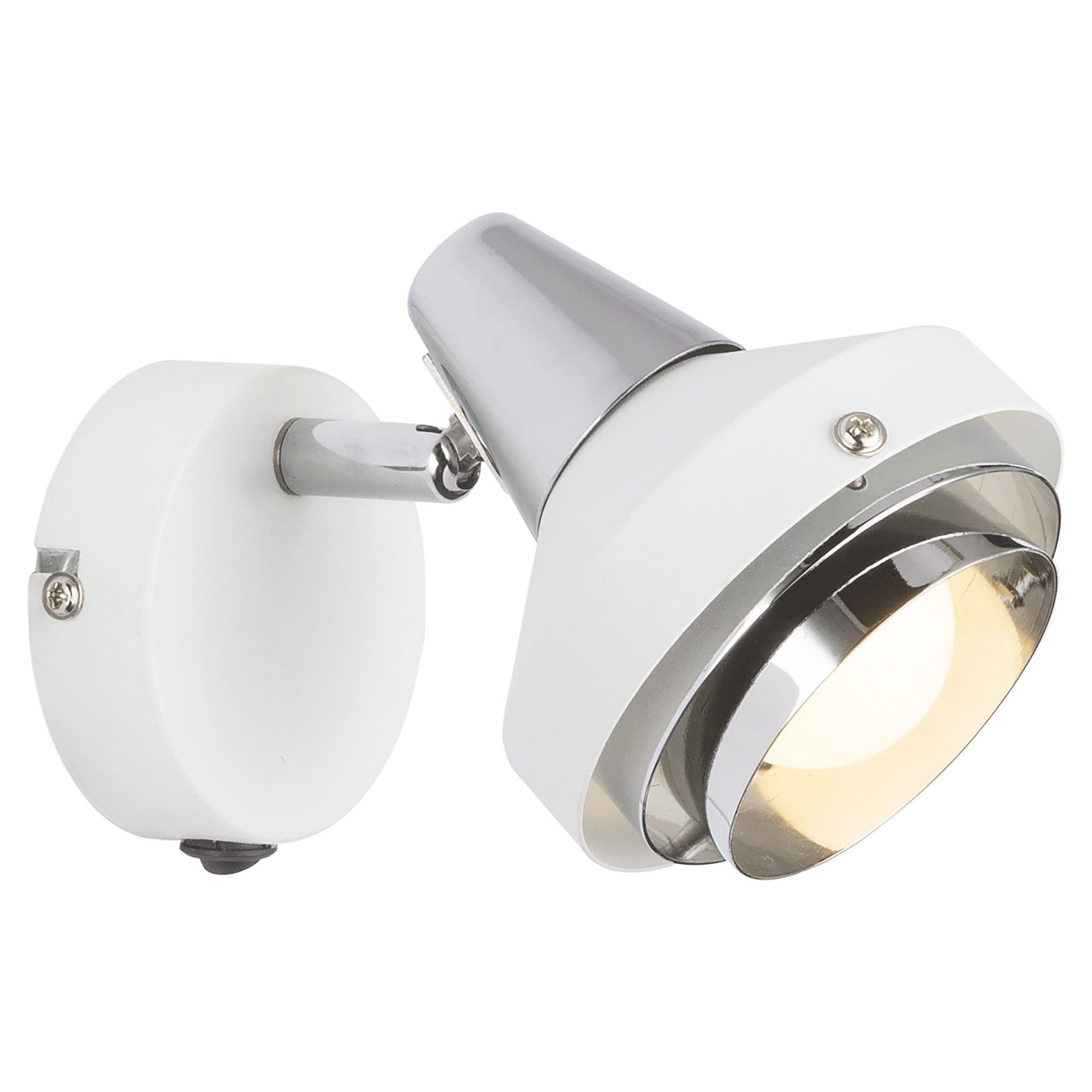 SPOT SINGOLO E14 15W IN METALLO BIANCO E CROMO LAMPADINA NON INCLUSA