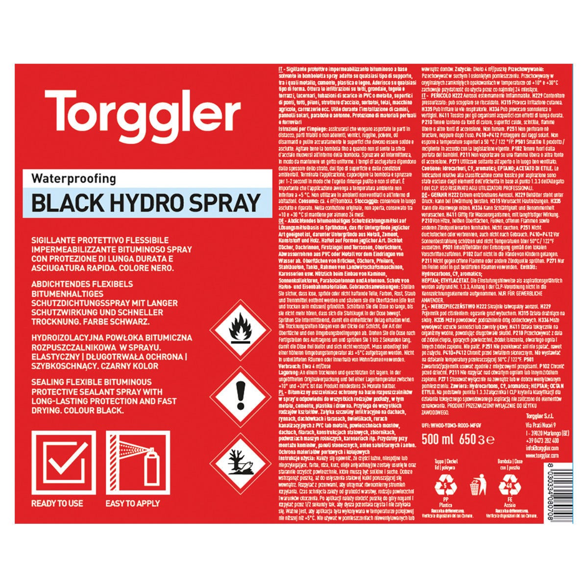 Vernice Bituminosa Spray CATRAMIX 500ml - Impermeabilizzante Per Tetti, Fondazioni E Superfici - Foto 3