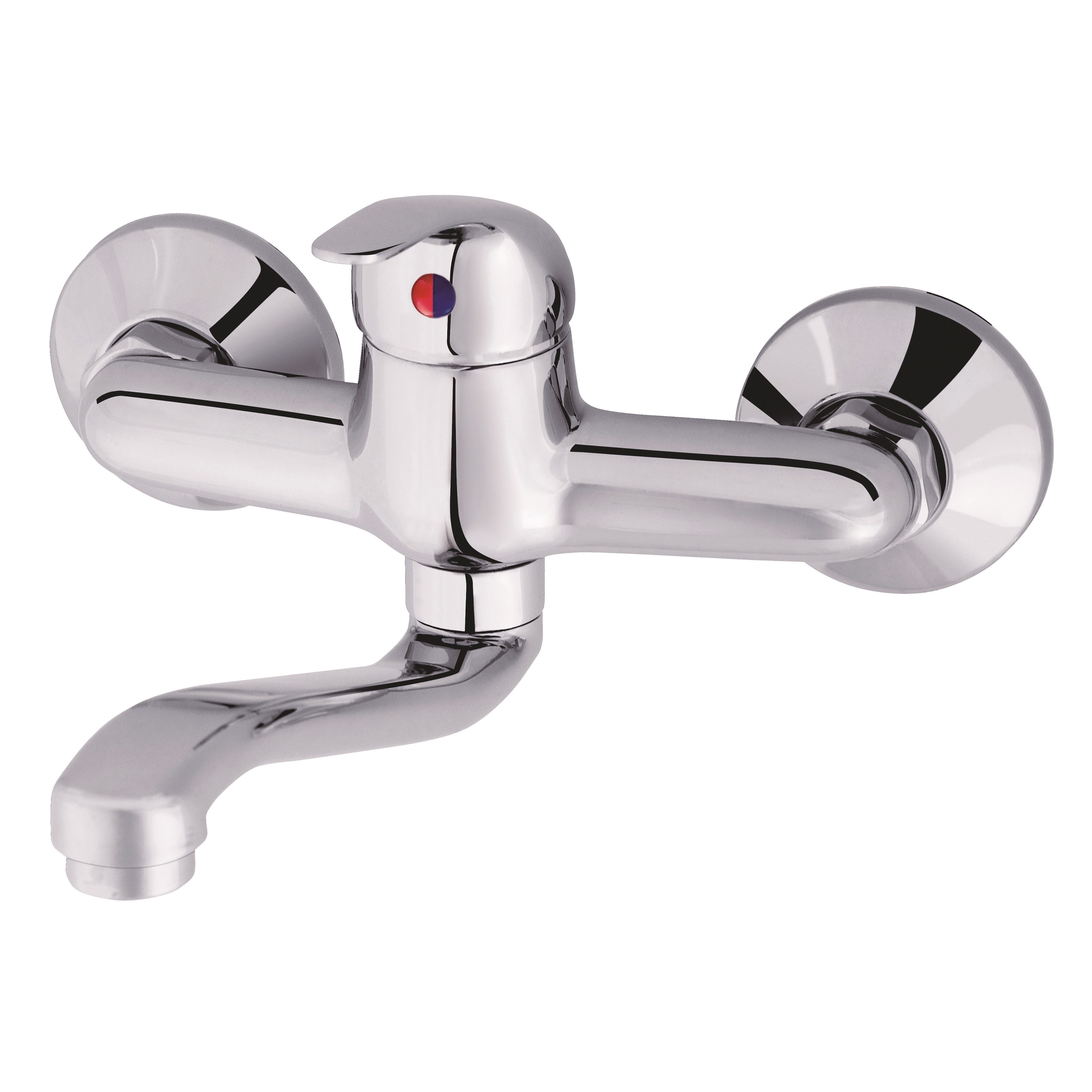 Canna Miscelatore Per Lavello A Parete - 250 Mm, Attacco 3/4"x18 Mm, In Ottone Cromato, Marca Tecom
