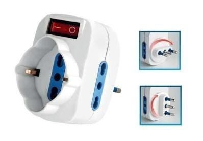 Adattatore Spina Tripla 16A Bipasso e Schuko Con Interruttore Aigostar