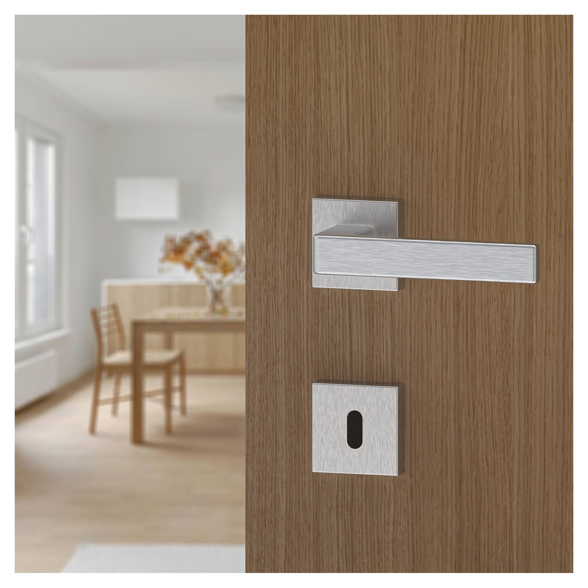 MANIGLIA A ROSETTA FROSIO - ASTI ZAMA CROMO SATINATO QUADRO 8 mm