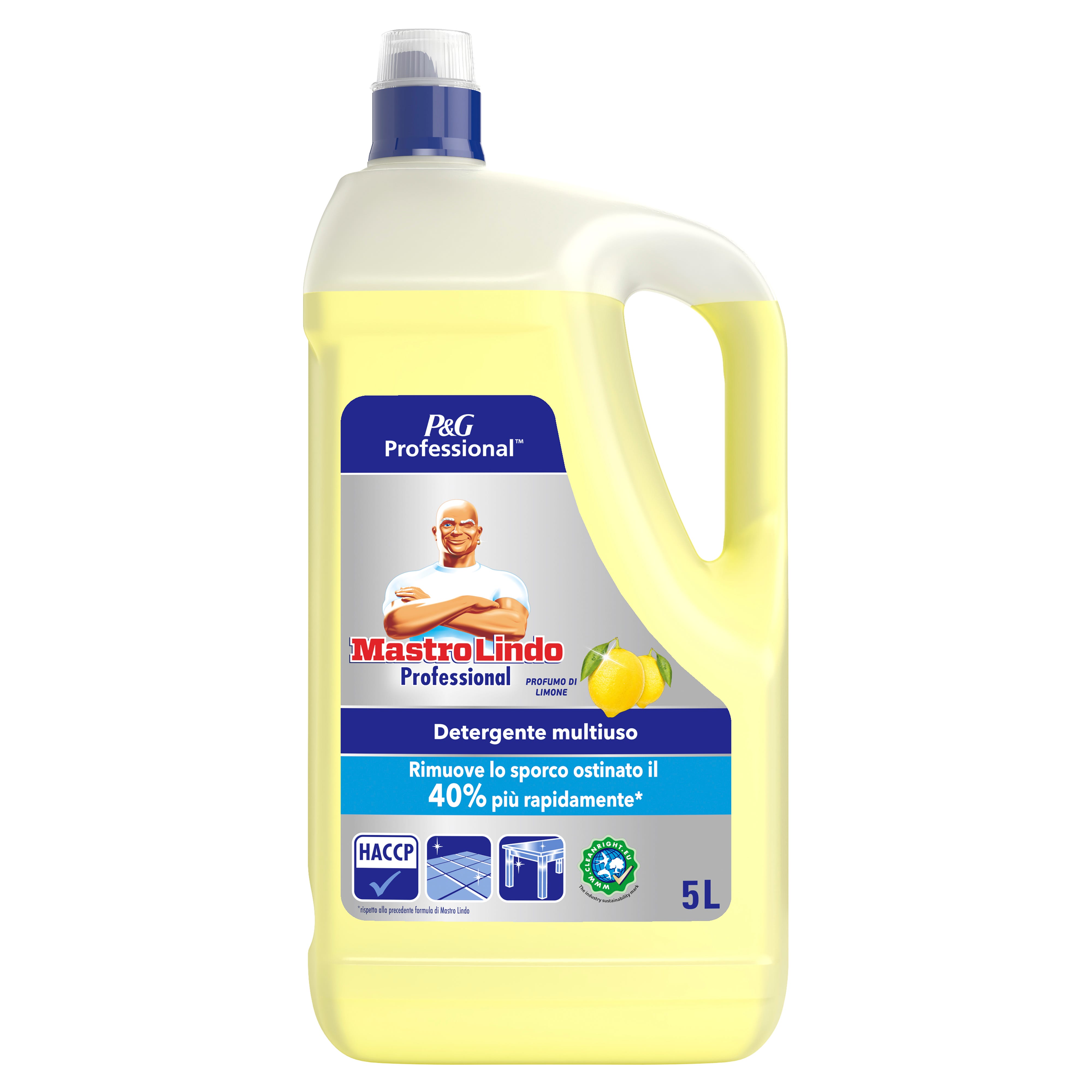 Mastro Lindo Sgrassatore Limone Professional - 5 Litri, Detergente Multiuso Per Pulizie Domestiche E Professionali - Foto 2
