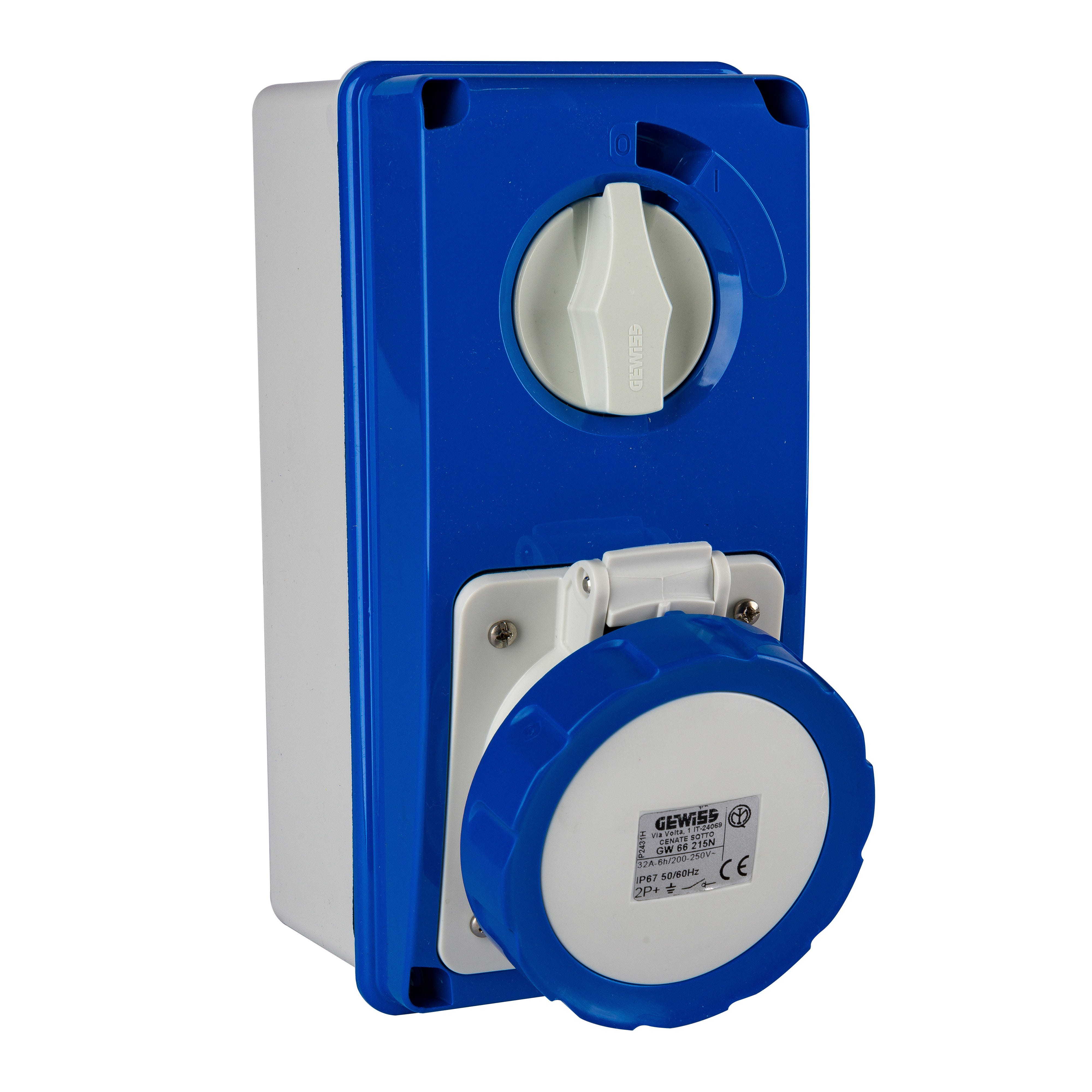 PRESA DA PARETE INTERBLOCCATA GEWISS 66215N 2P+T 32A 380/415V 6H IP67
