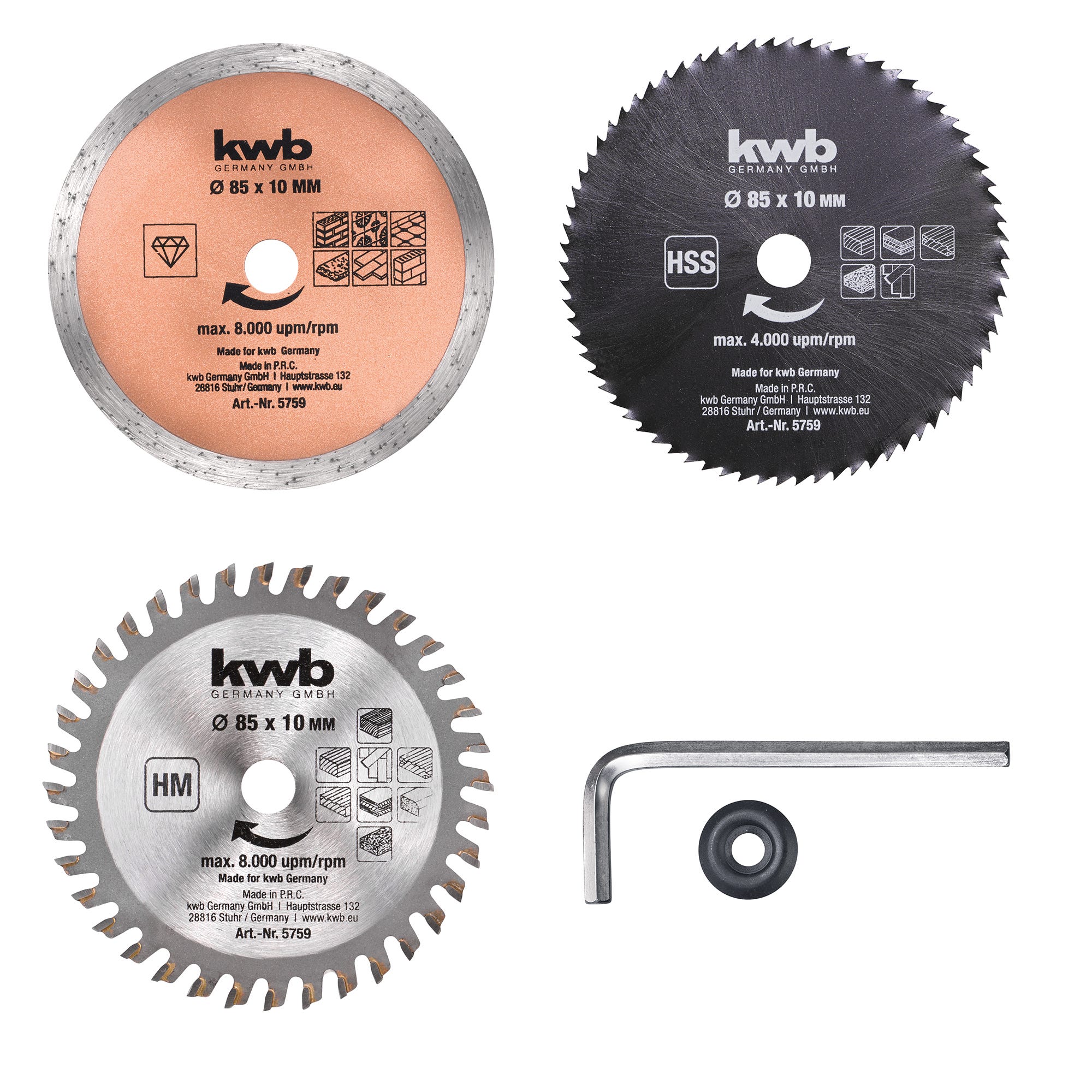 HYCHIKA Lame Per Mini Sega Circolare - 3 Pezzi Da 85 Mm Per Legno, Metallo E Piastrelle - Foto 6