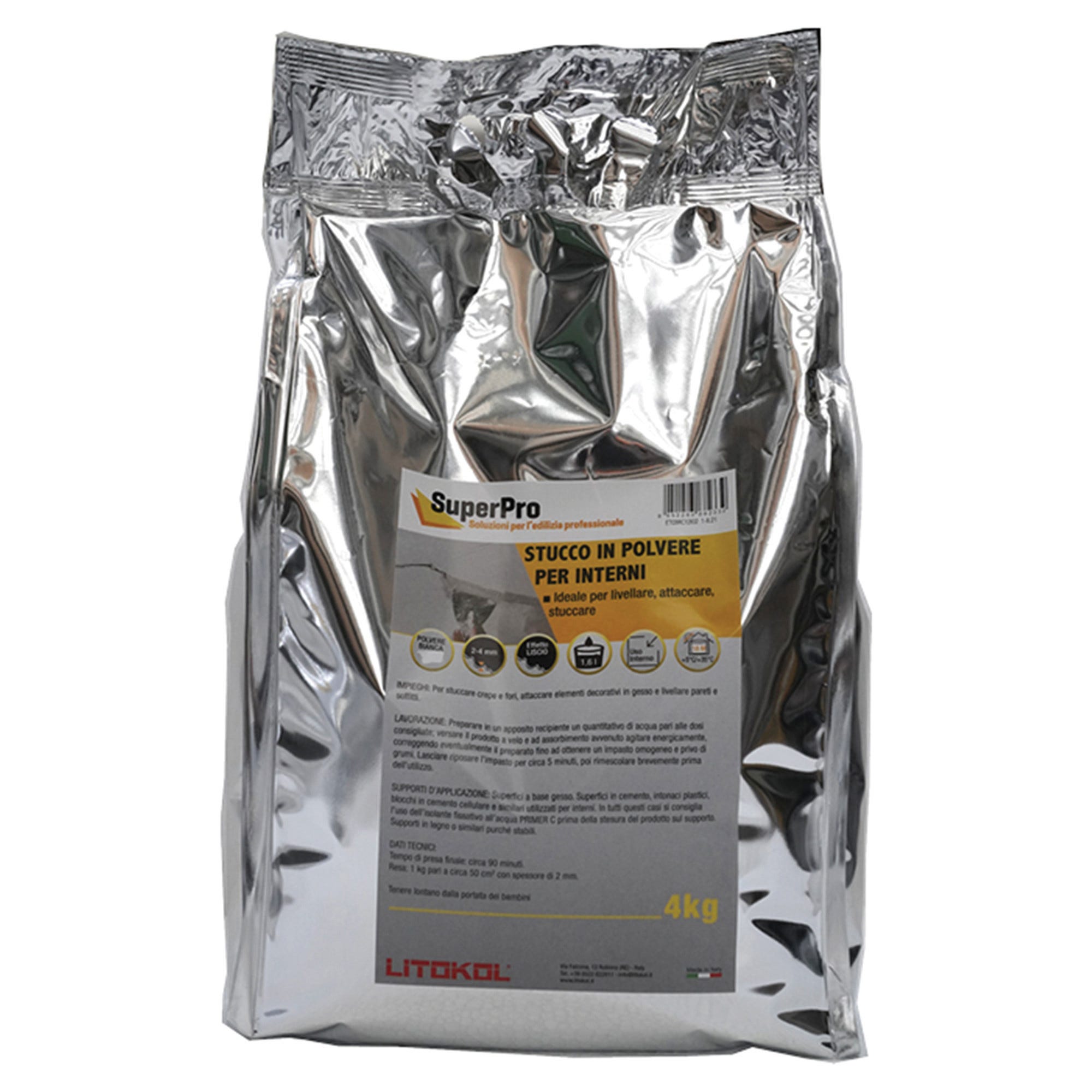 Stucco In Polvere Extra Fine 1 Kg Per Interni, A Base Di Gesso, Autoadesivo E Facilmente Carteggiabile, Per Pareti E Cartongesso