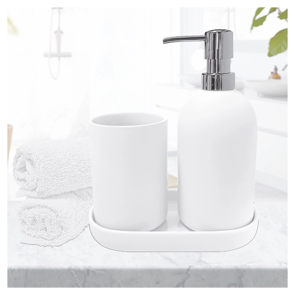 SET BAGNO 3 PZ BIANCO CON DISPENSER, PORTASPAZZOLINI, SET BAGNO 3 PZ BIANCO CON DISPENSER, PORTASPAZZOLINI,