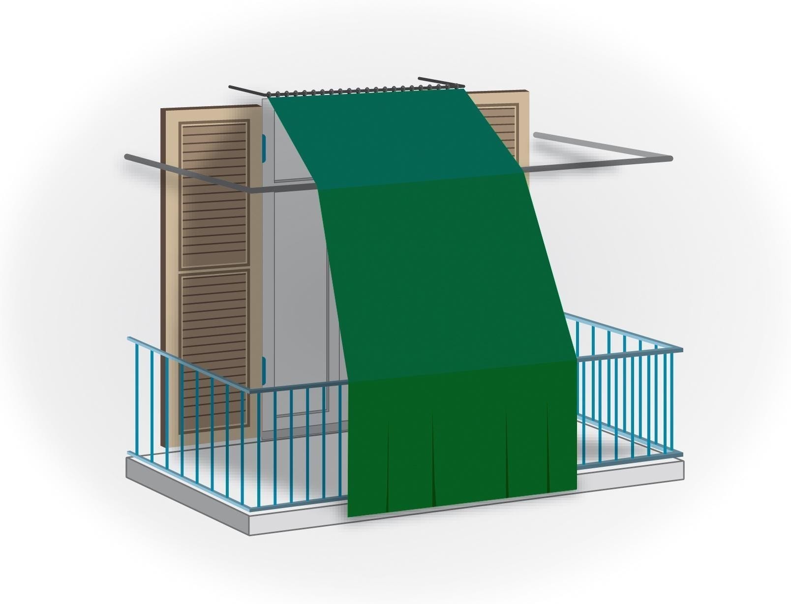 TENDA DA BALCONE 300x140 cm VERDE CON ANELLI