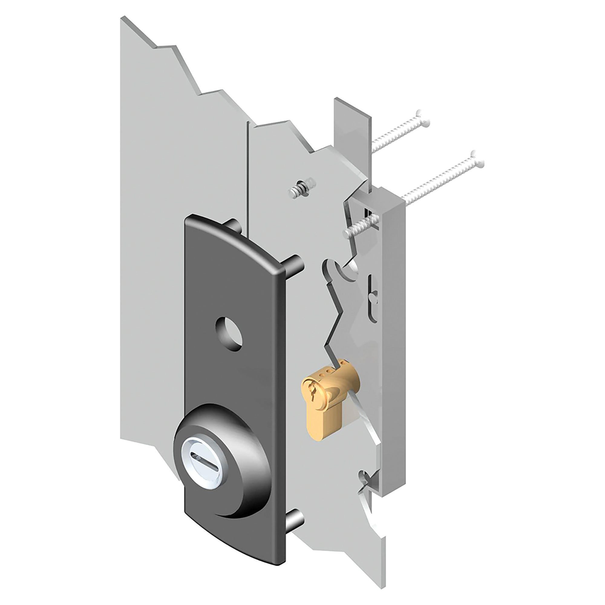 Serratura Per Basculante E Garage - Cilindro Rotondo Con Catenaccio, Montaggio Semplice - Foto 2