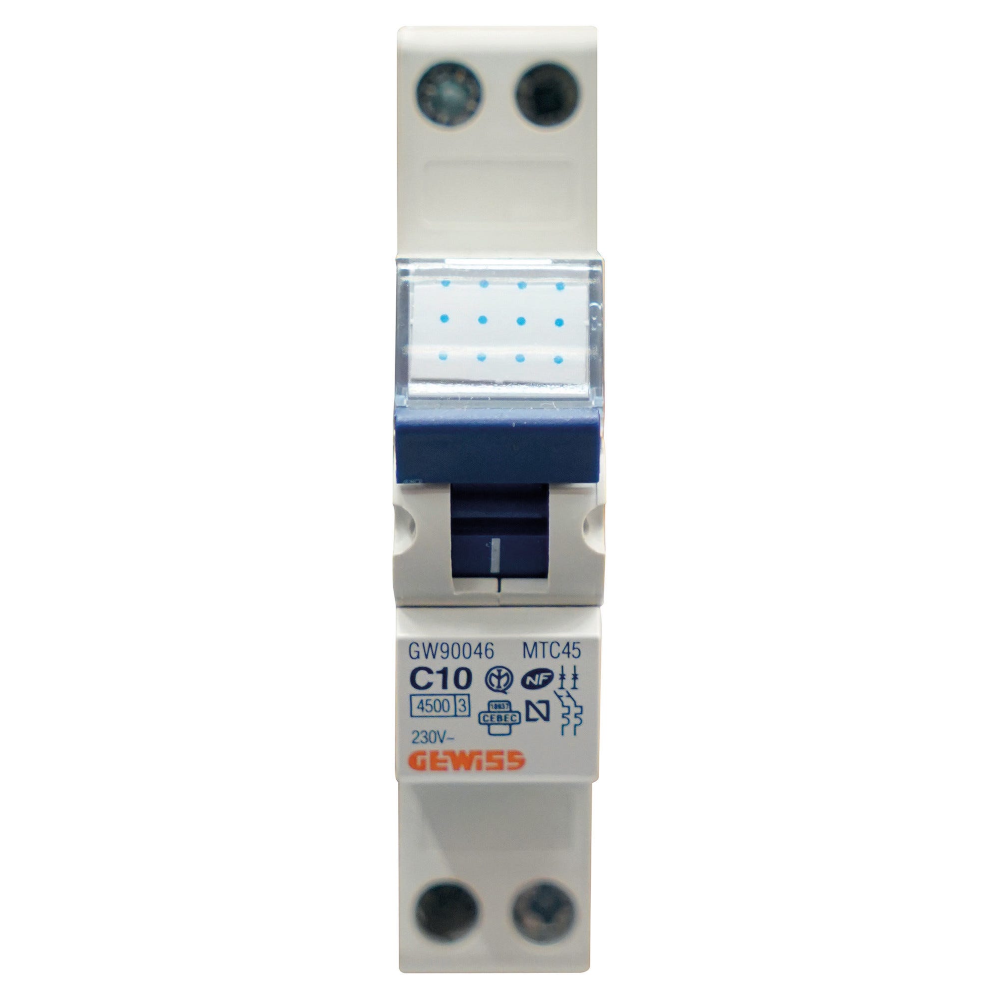 Interruttore Magnetotermico Gewiss 10A 2P 6KA C 2 Moduli GW92046