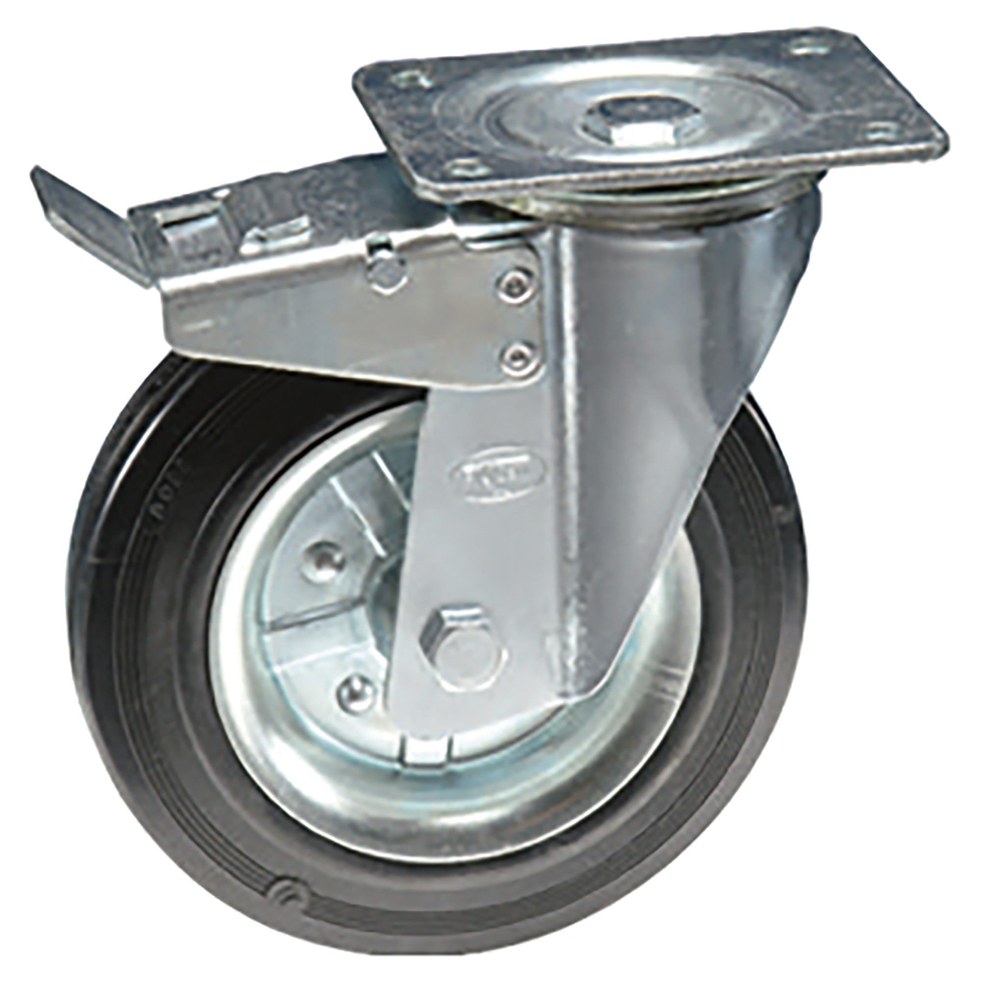 4 Ruote Girevoli Da 150mm Con Freni - Portata 1000kg, Gomma PU, Per Carrelli E Bancali