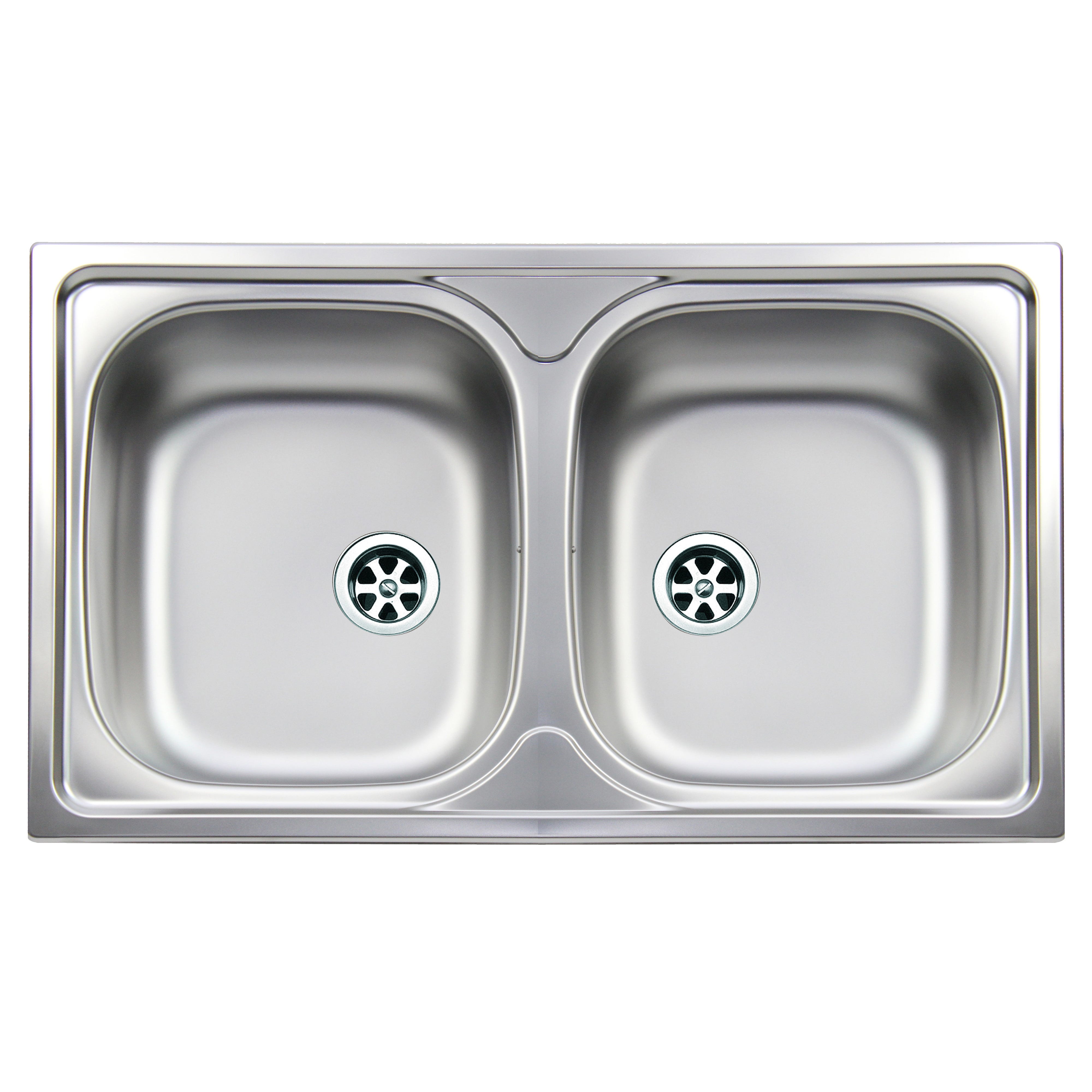 LAVELLO ATMOSFERA 86x50 cm INOX PRELUCIDO 2 VASCHE PILETTA 2''