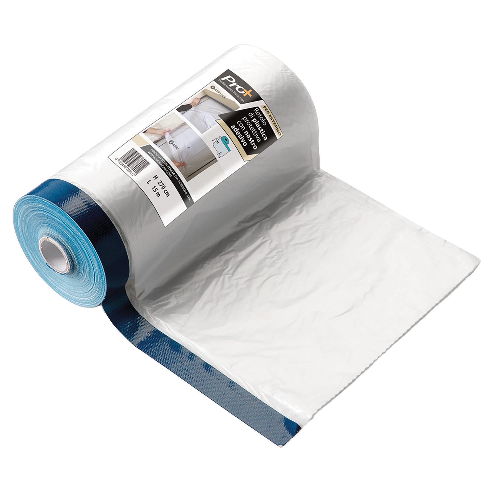 HASKYY 60 M Di Pellicola Di Copertura Con Nastro Adesivo 55 Cm + 140 Cm + 270 Cm Con Nastro Dorato 25 Mm X 50 M – 82 Mq – Set Di 4 Pellicole - Foto 13