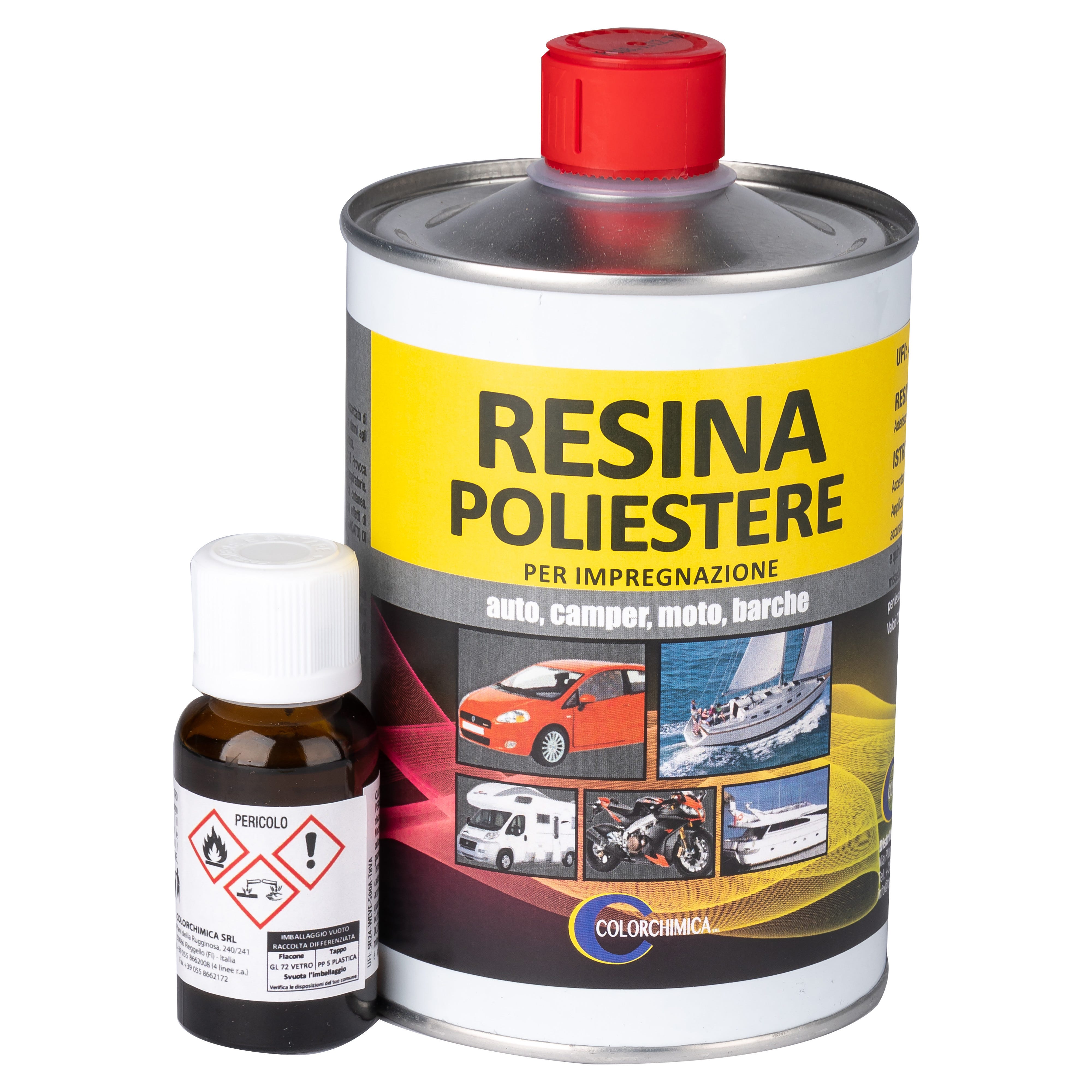 Kit Vetroresina Per Riparazioni - Resina Poliestere 0,5 Kg + MAT300 Fibra Di Vetro 1 Mq