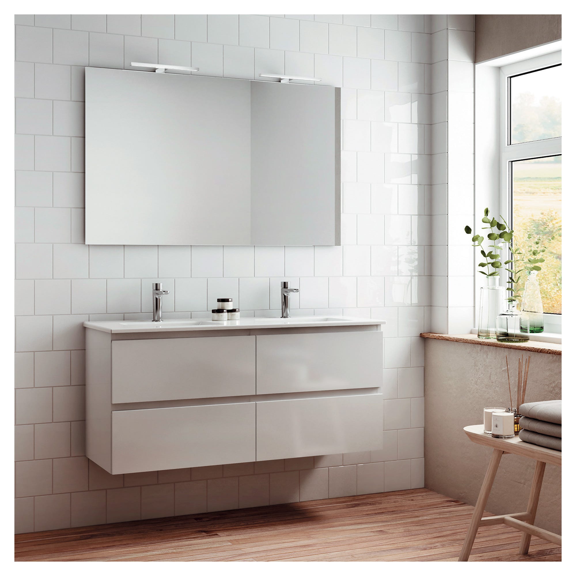 Lampada LED Specchio Bagno 40 Cm - IP44, 12W 960LM, 4000K Bianco Neutro, Cromo