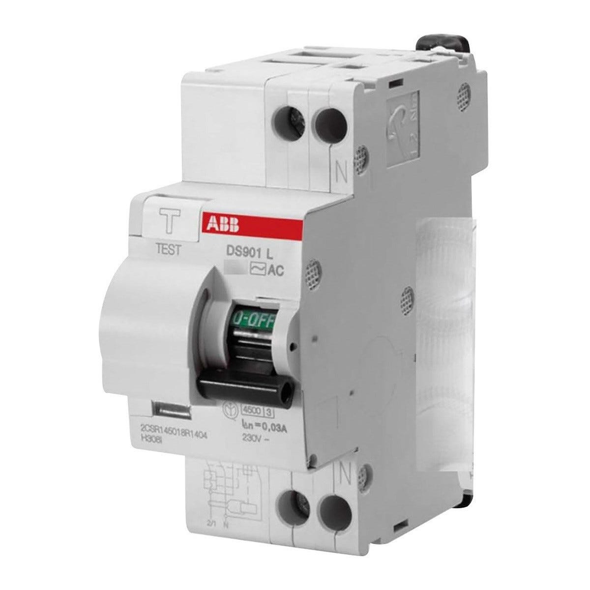 DIFFERENZIALE MAGNETOTERMICO ABB 4,5kA DS201 1P+N 16A 30mA CLASSE A