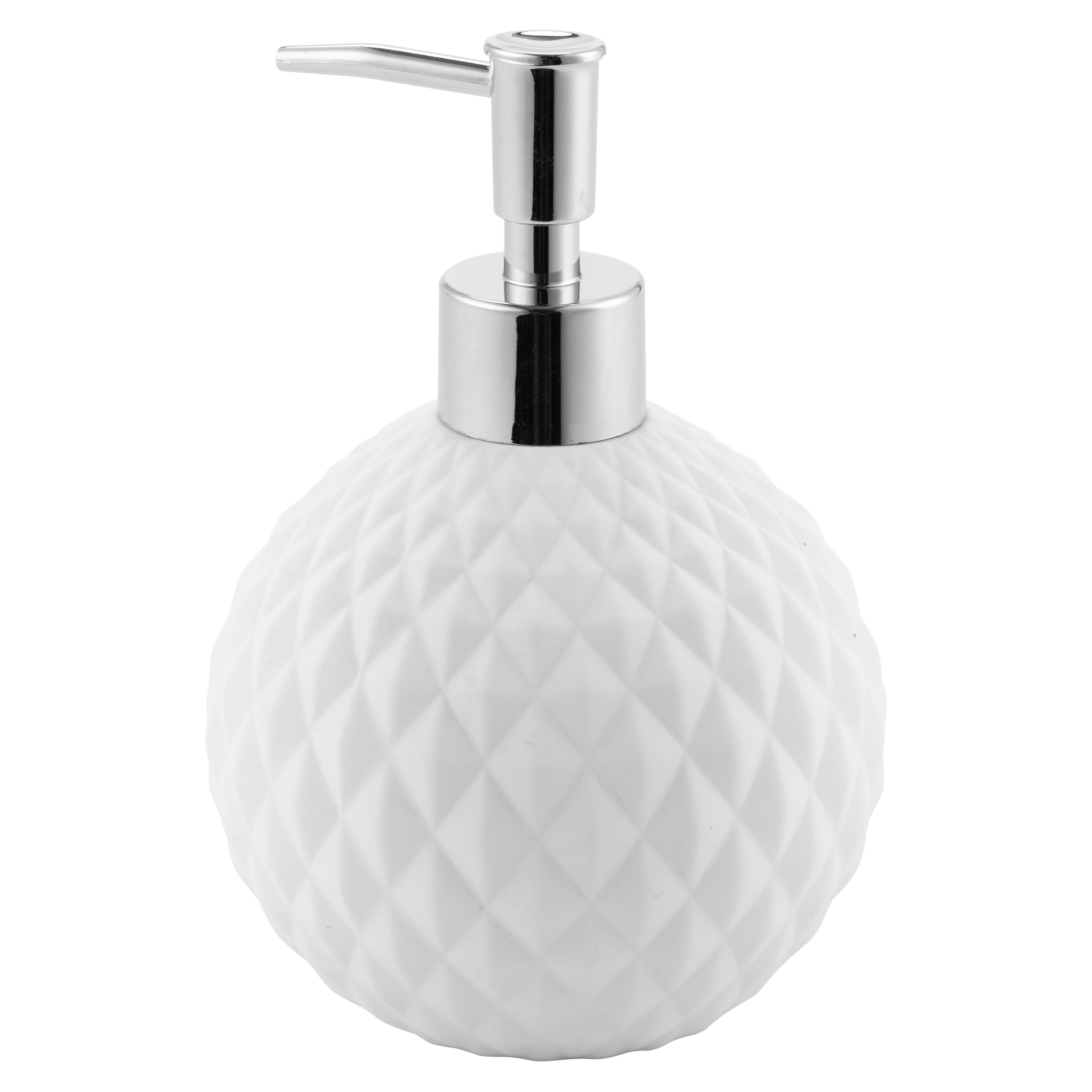 DISPENSER MANUALE SAPONE LIQUIDO SERIE ROMB IN CERAMICA COLORE BIANCO