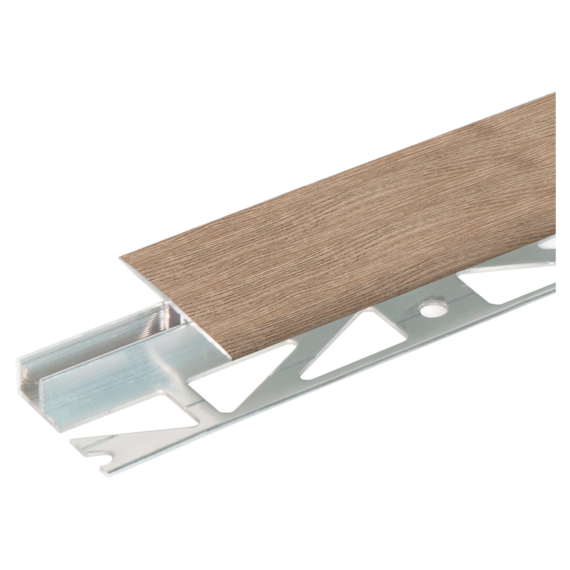 Profilo Di Giunzione Rovere Per Pavimenti In Alluminio 2,70 M | Coprifilo Per Altezze Da 6 A 12 Mm | Transizione Uguale O Differenze Fino A 3 Mm | Montaggio Con Colla E Scatto | Kit 2 Pezzi