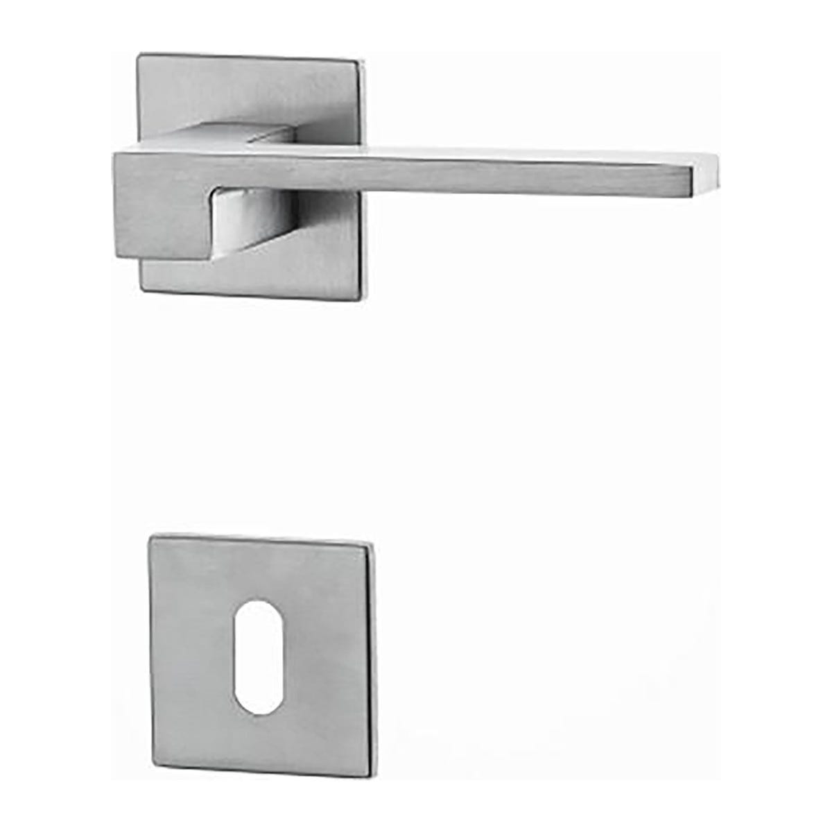 Maniglia Ghidini Shark Per Porta Q.8 Cromo Satinato - Coppia Con Rosetta