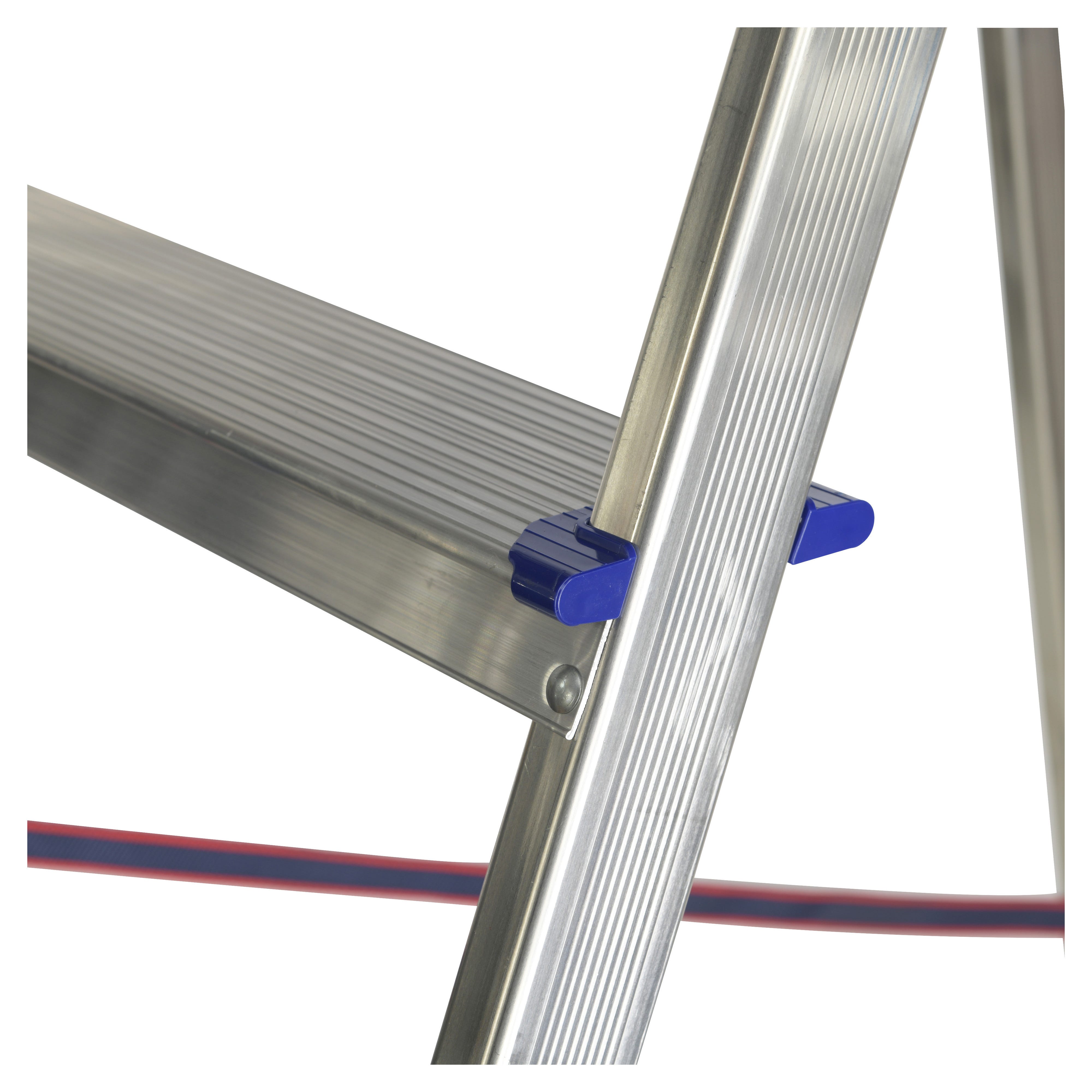 Scala A 4 Gradini In Alluminio Professionale - Portata 150 Kg, Certificata EN 131, Con Vano Portaoggetti, Per Casa E Lavoro - Foto 5