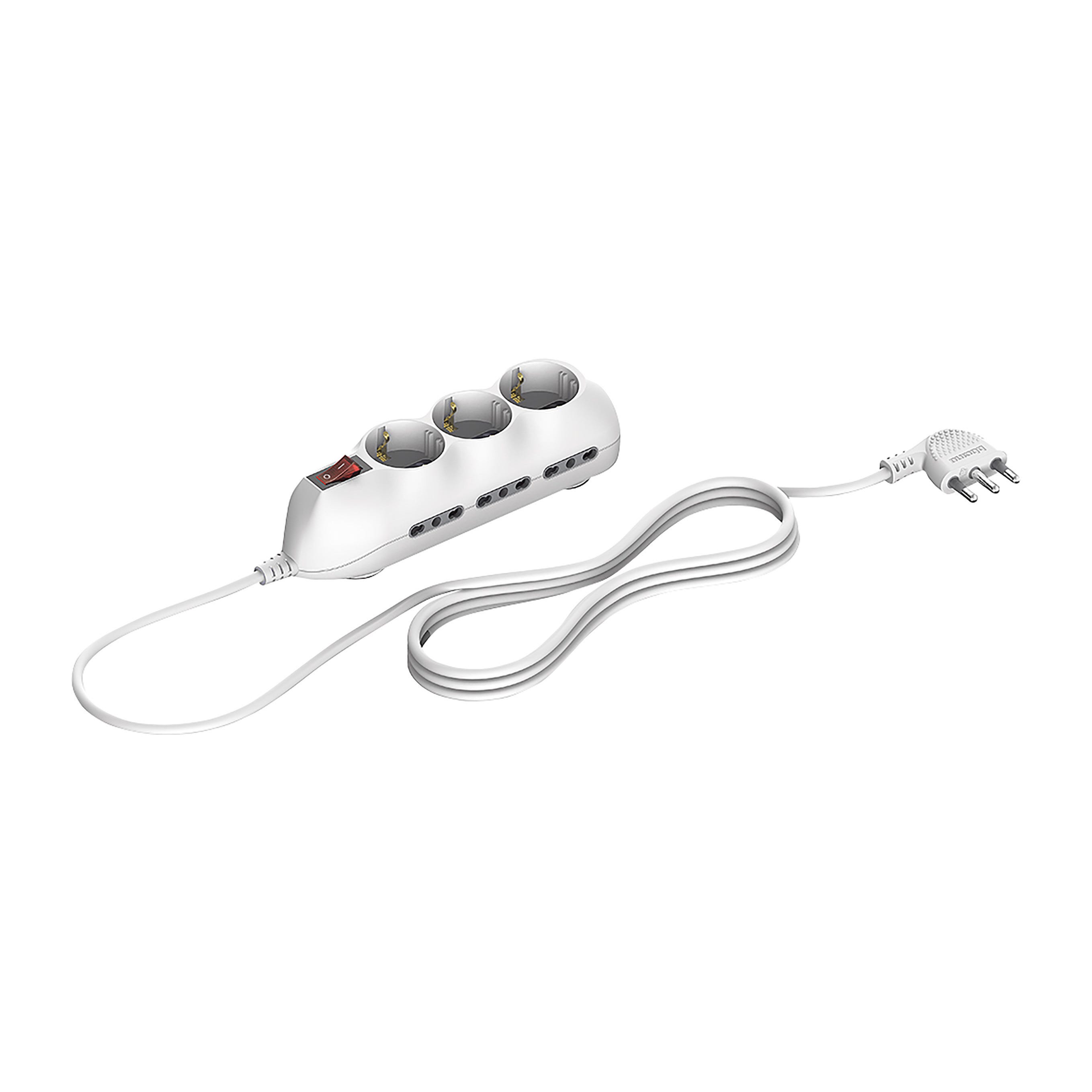 Blocco Presa 3x DELPHI, Bianco, 250 V~/16A, Presa 3 Montaggio