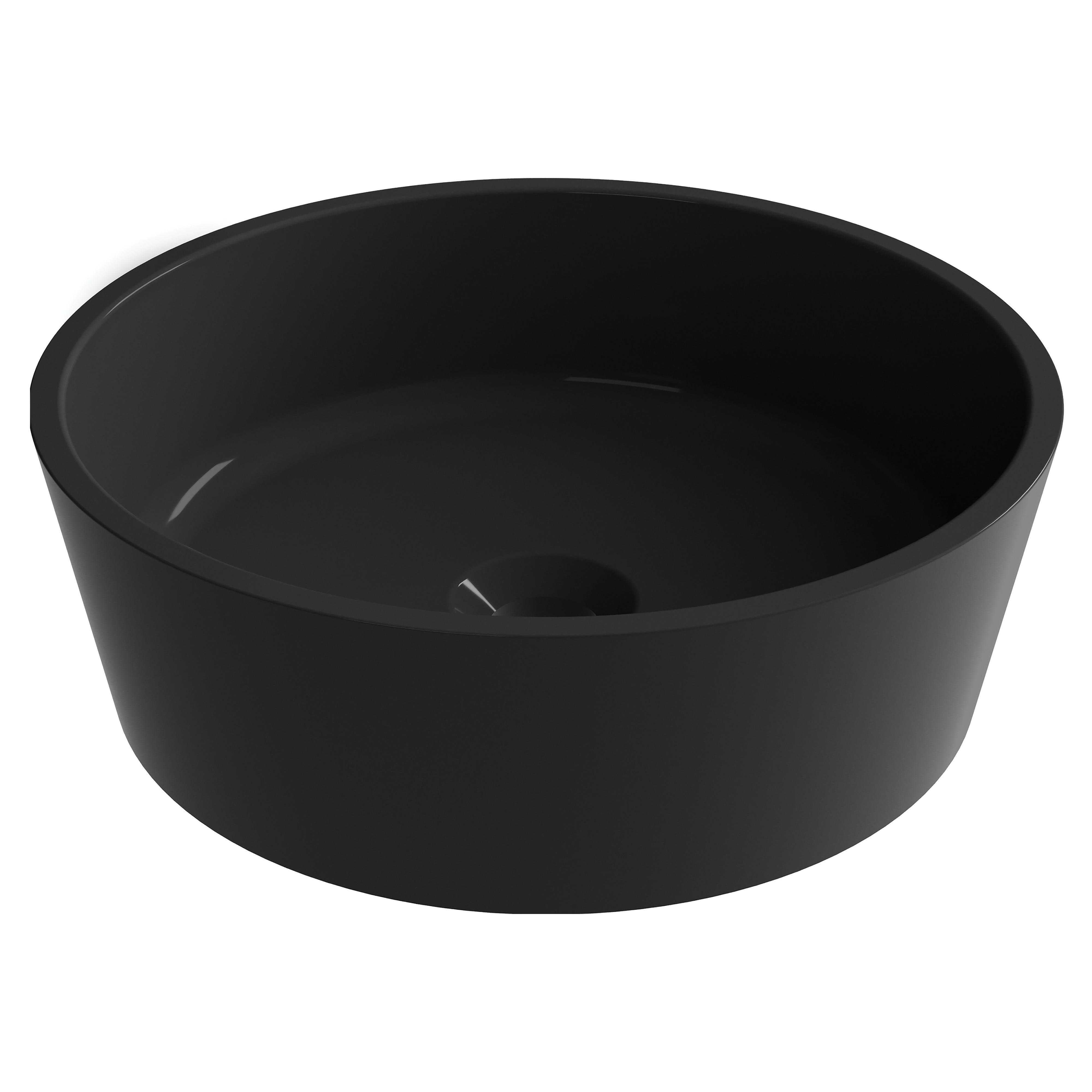 Lavabo d'appoggio tondo 40 cm in ceramica nero effetto marmo - Virage