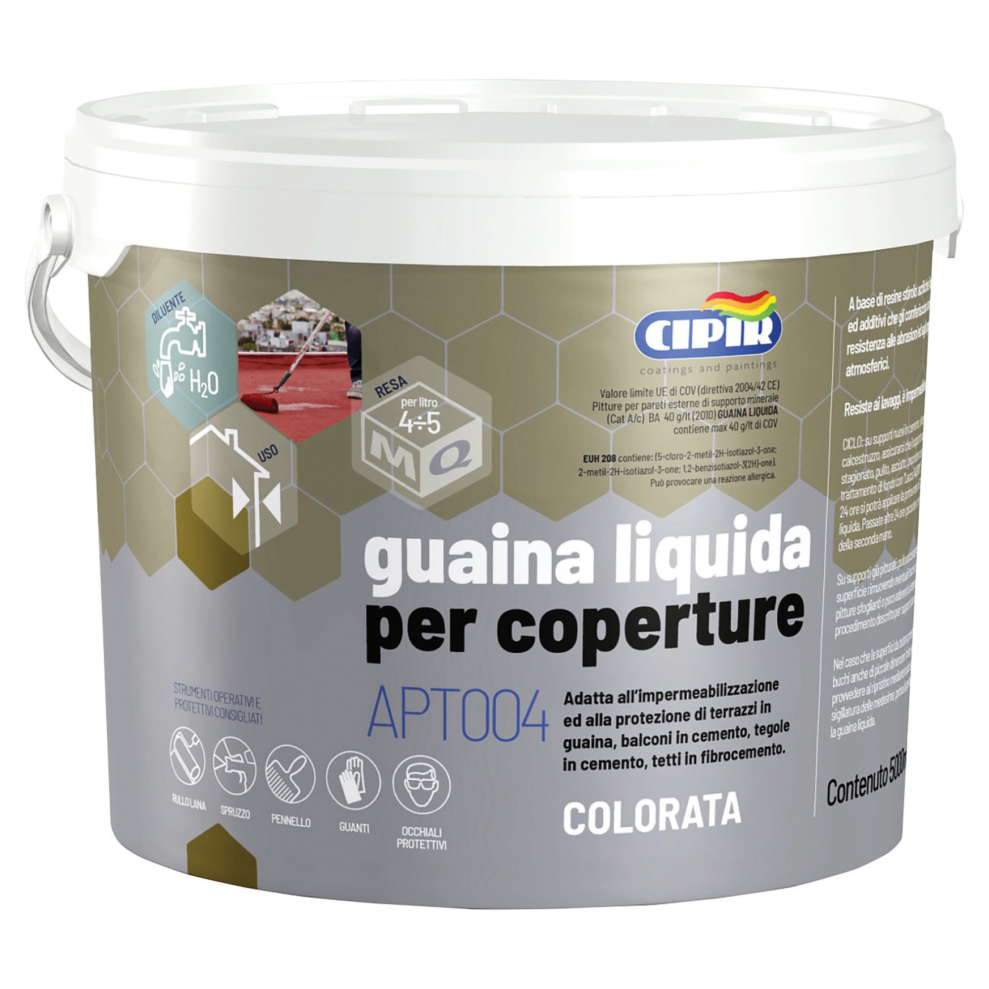 guaina liquida pro e contro GUAINA LIQUIDA FIBRORINFORZATA IMPERMEALIZZANTE GRIGIA PER ESTERNO 4 LT  CROMIX main image 1