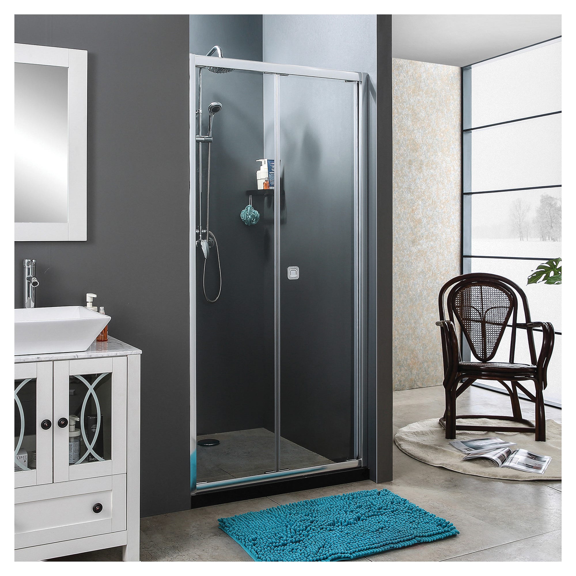 Targhetta Per Porta Pittogramma Uomo Doccia In Alluminio Anodizzato - Diametro 100 Mm, Autoadesiva