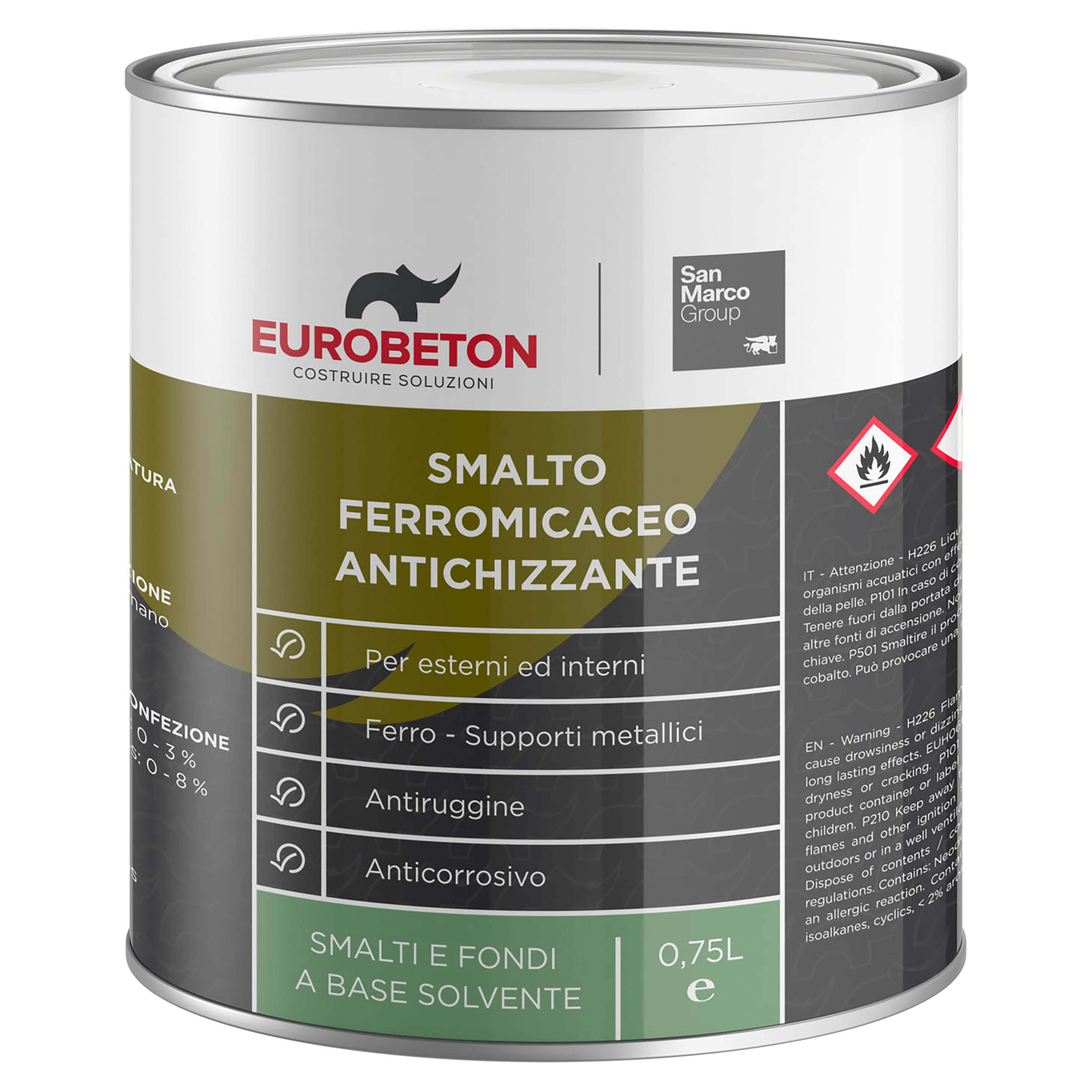 Smalto Ferromicaceo Anticorrosivo Grigio Chiaro GG 91 – Opaco, 2.5 Litri, Per Interni Ed Esterni